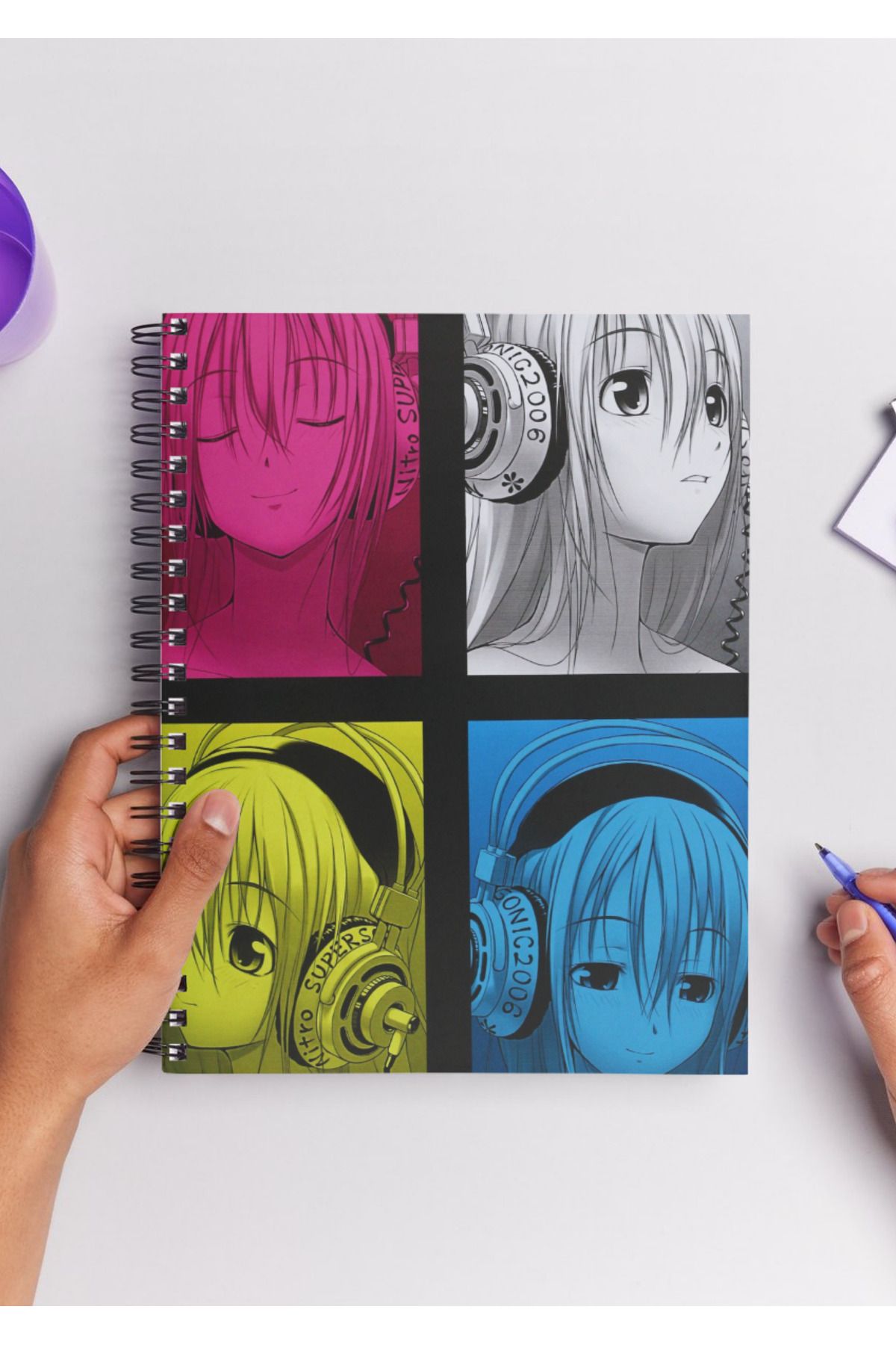 Home-Super Sonico Anime Patterned A5 Spiral Notebook 1