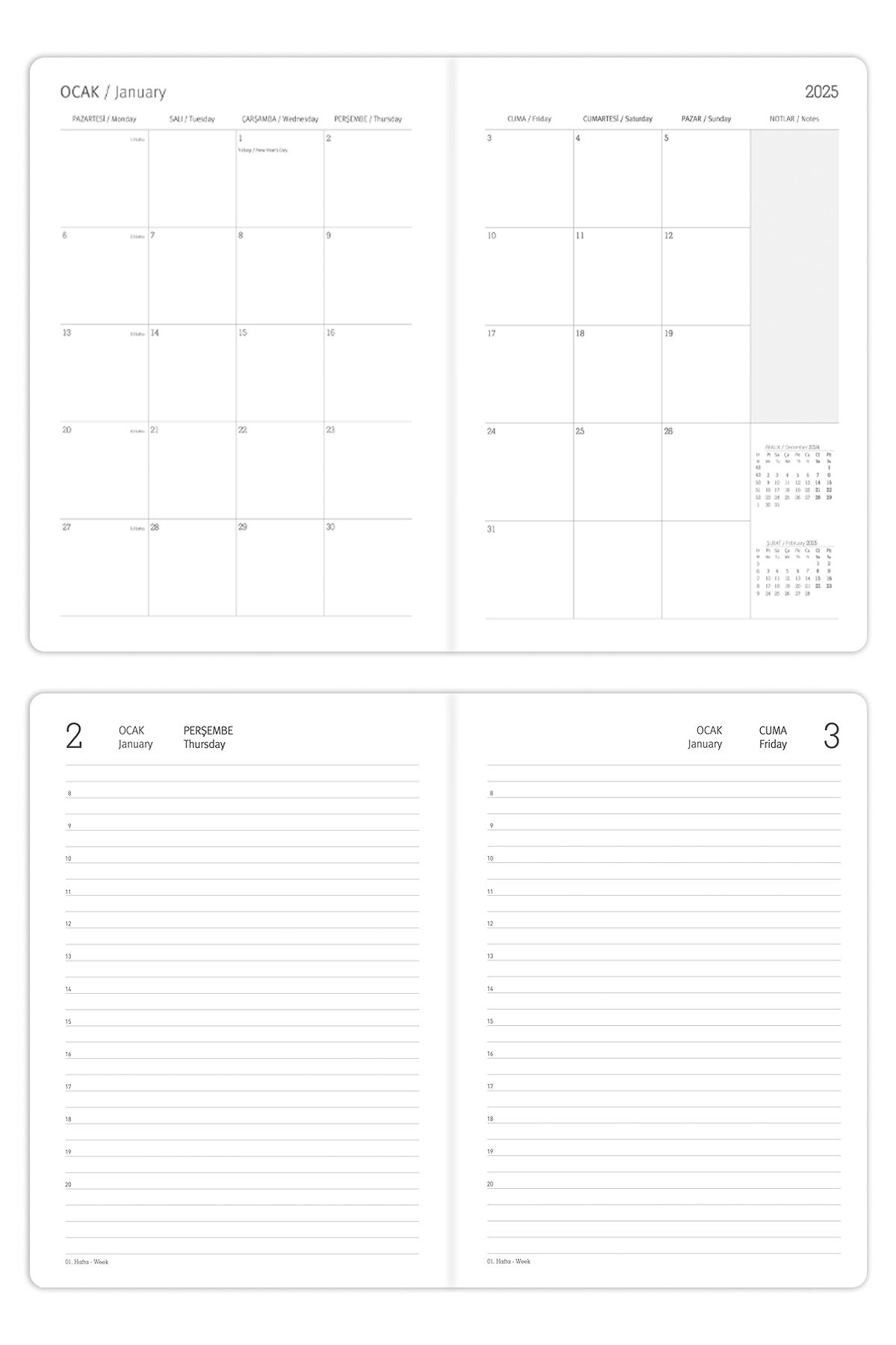 Matt Notebook-2025 Year A5 Full Day Agenda - 15X22 cm Green 8