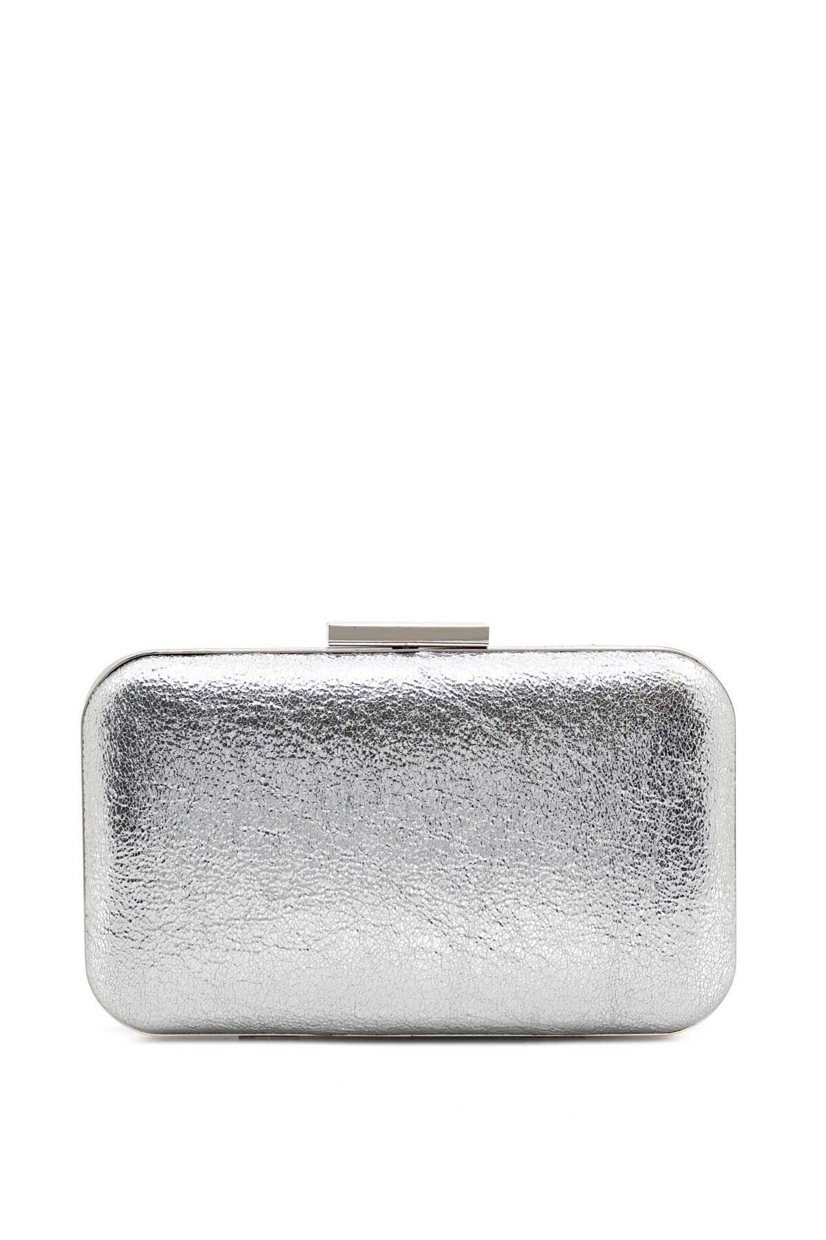 Wedding Fashion Gümüş Lame Renk Kristal Desen Abiye Çanta Clutch Mezuniyet Balo Portföy