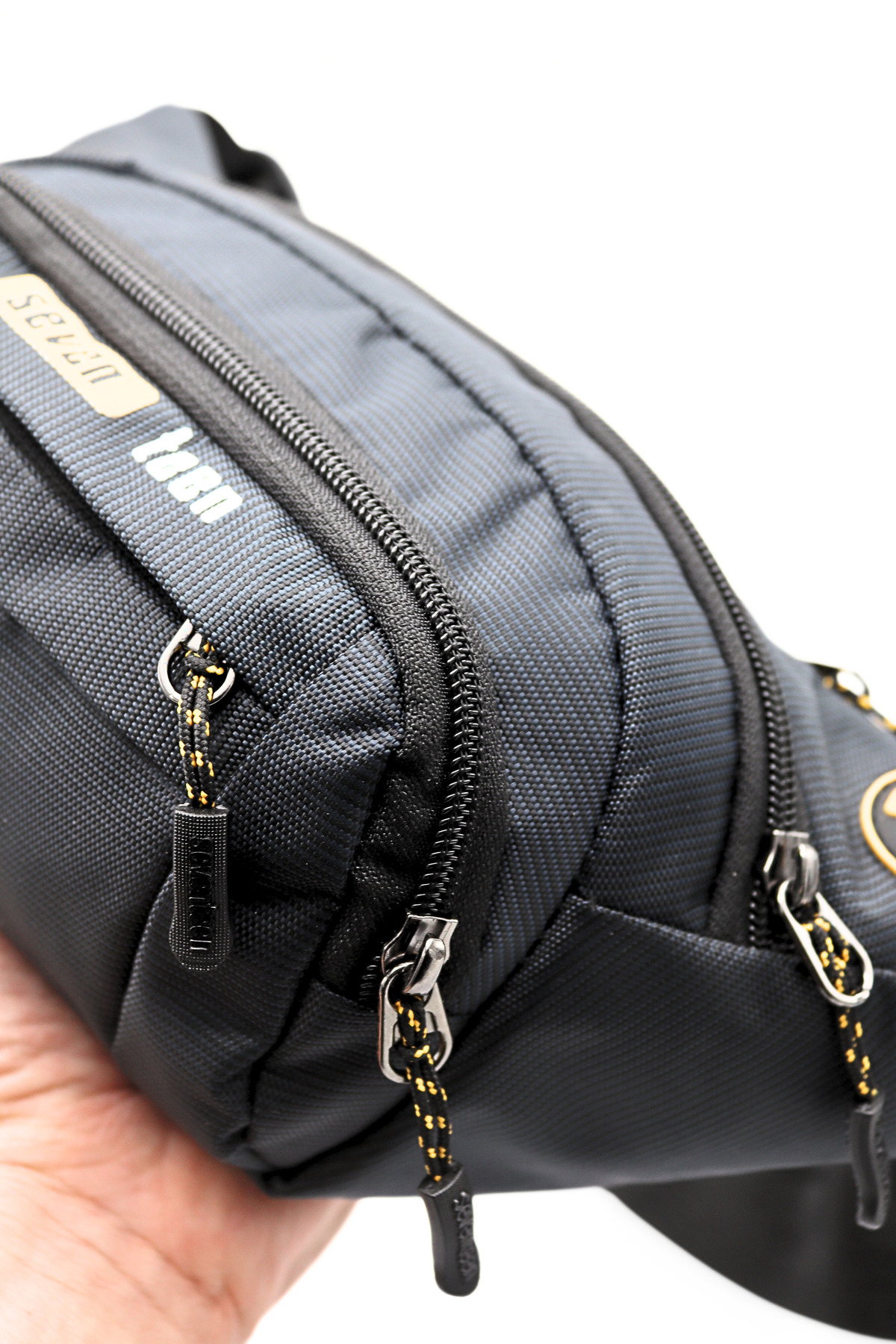 SEVENTEEN  WillPolo Su geçirmez Quatro Kumaş Sarı Detaylı Çapraz Göğüs Çantası Bel Çantası Kulaklık Çıkışlı - Görsel 4