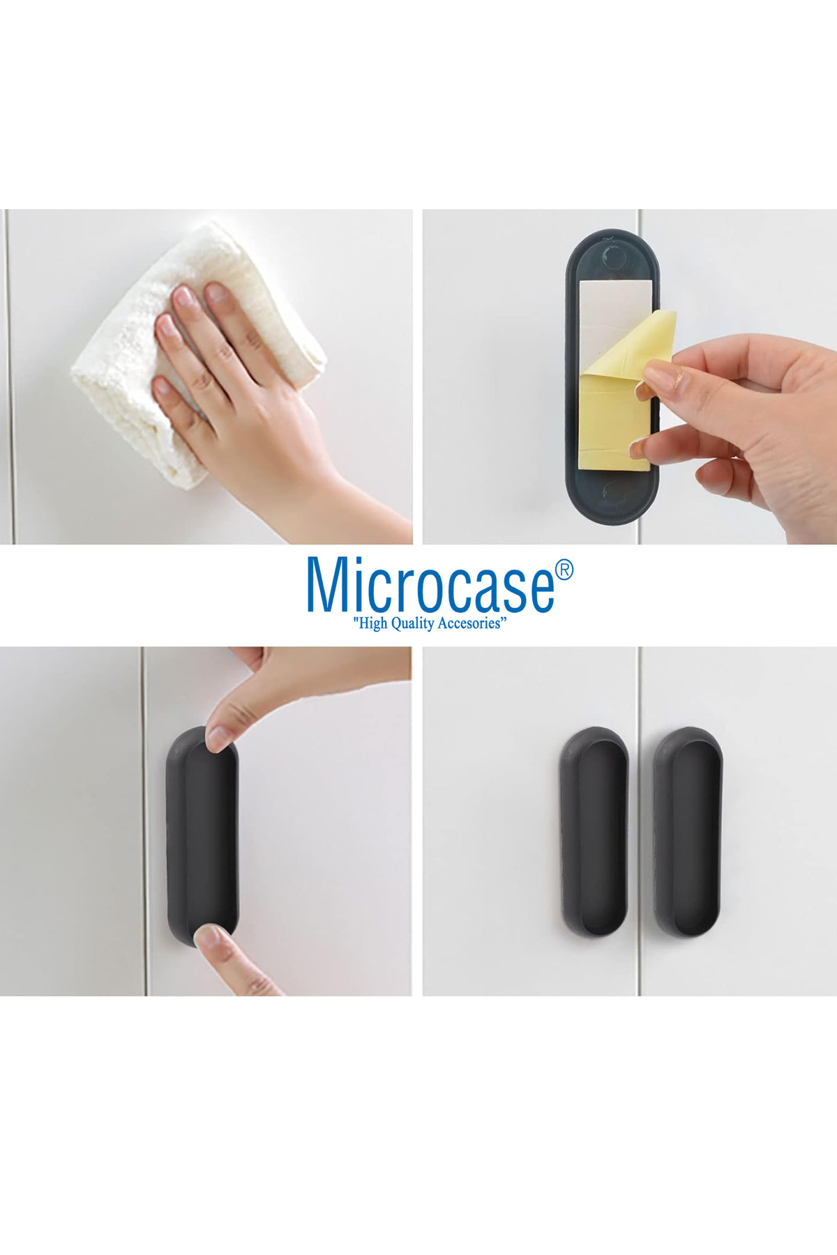 Microcase Plastik Sürgülü Kapı Çekmece Pencere  Sineklik  vb. için  Yapışkanlı  Kol Tutacağı -AL4757  4 Adet fotoğrafı 7 (önizleme)