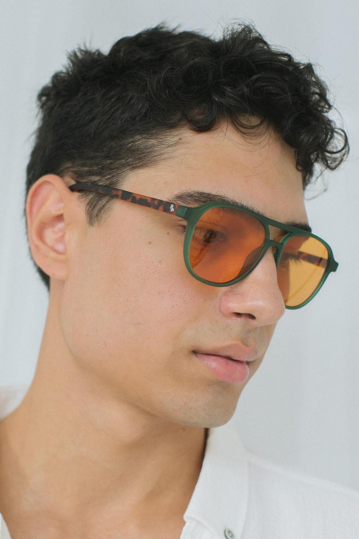 Bilge Karga-Richard Matt Green Orange Sunglasses for Men 4