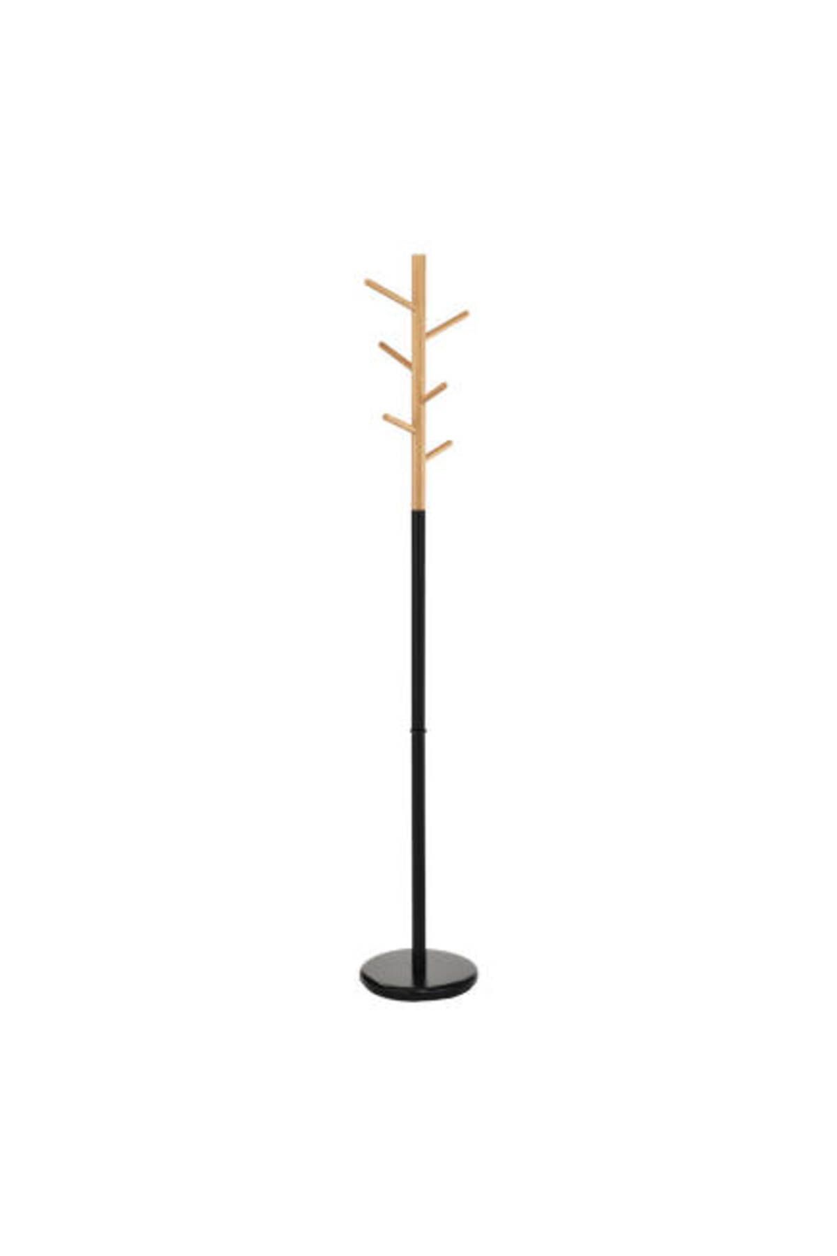 Nicolo Metal/Ahşap Askılık-Siyah/Meşe 28x173x28 cm