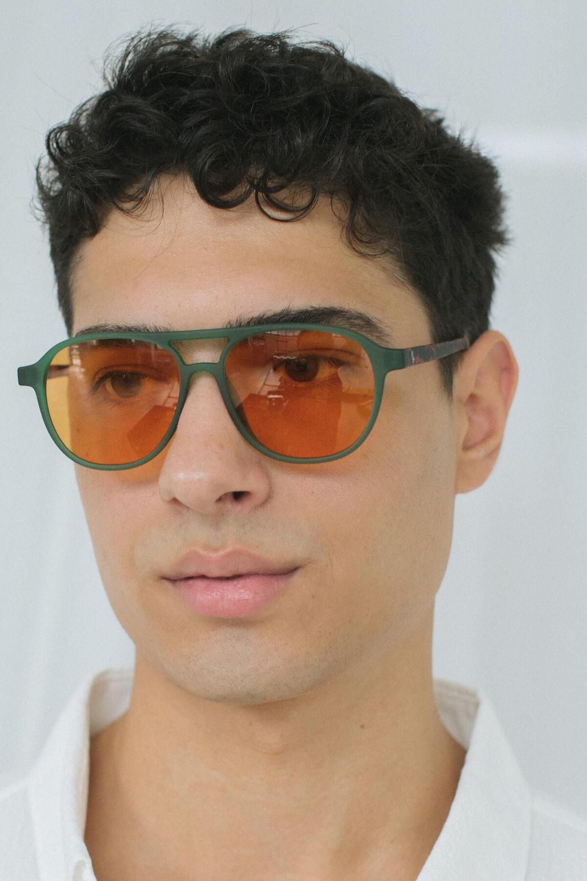 Bilge Karga-Richard Matt Green Orange Sunglasses for Men 2