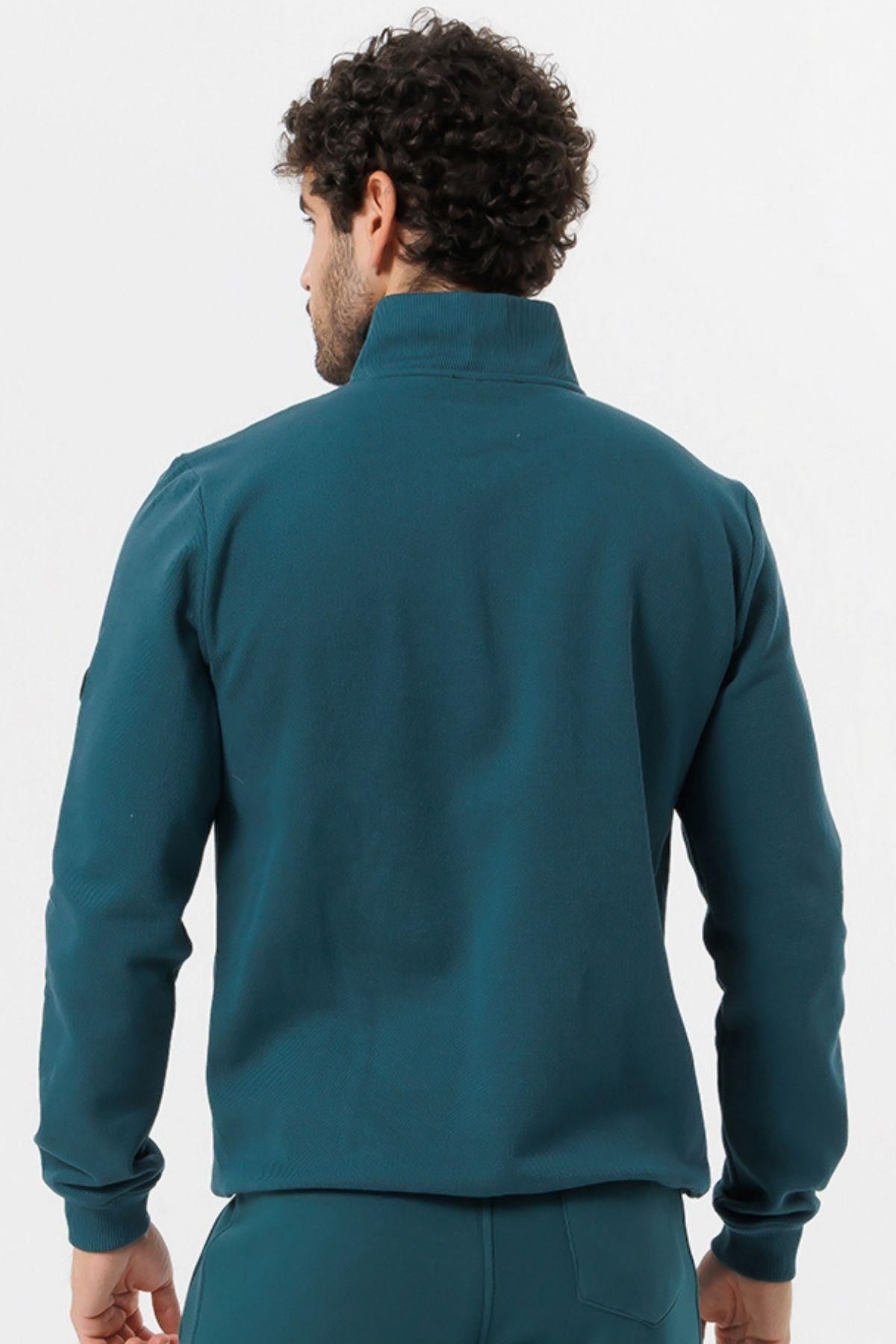 Escetic-Men's Green Thick Fleece Slimfit Winter Sweatshirt T0120 2