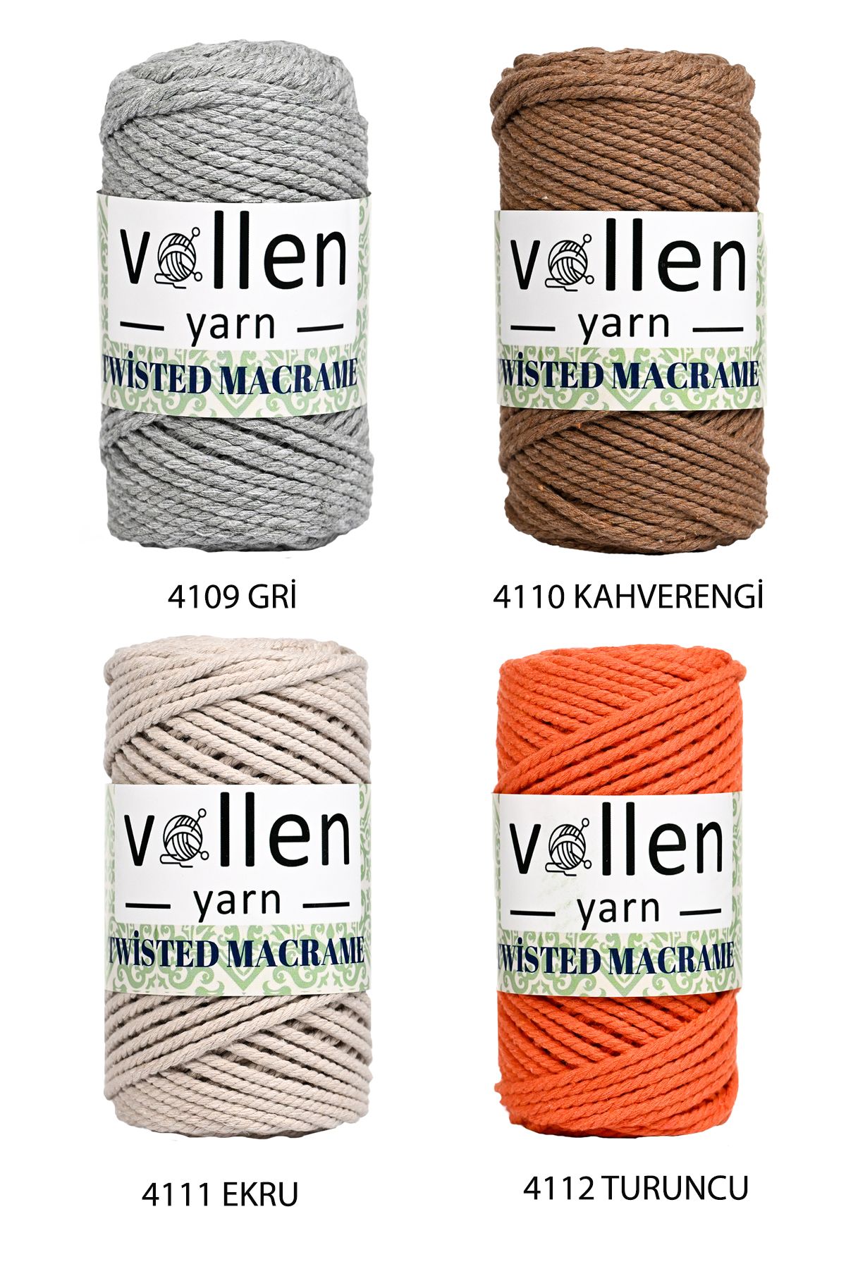 vollen yarn-3 لفائف ممتازة، مكرامية مشطوفة، مكرامية قطنية، حبل حبل، ثلاث لفائف، خيط هواية، 250 جرام، أحمر 4
