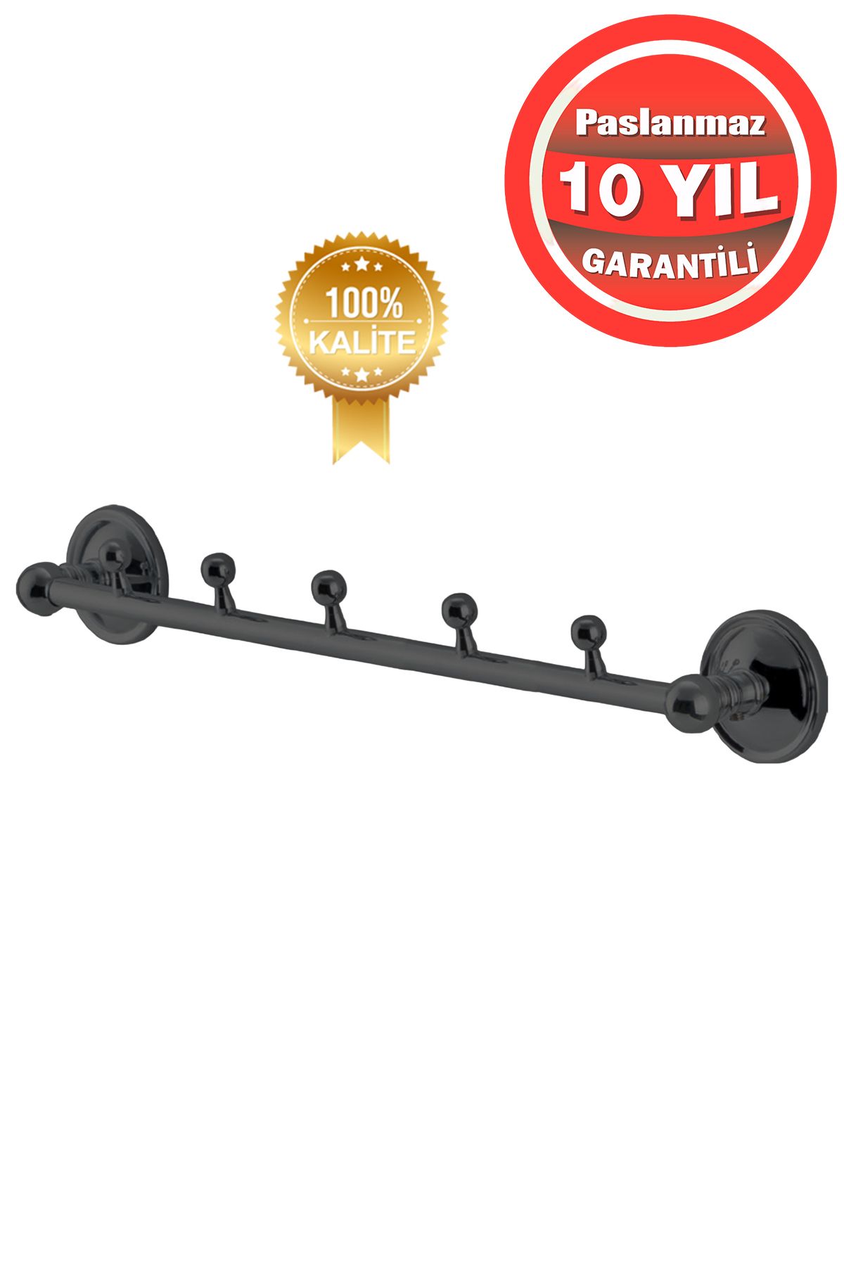 ÇELİK BANYO Paslanmaz Pirinç Mat Siyah Bella 5'Li Set Askılık