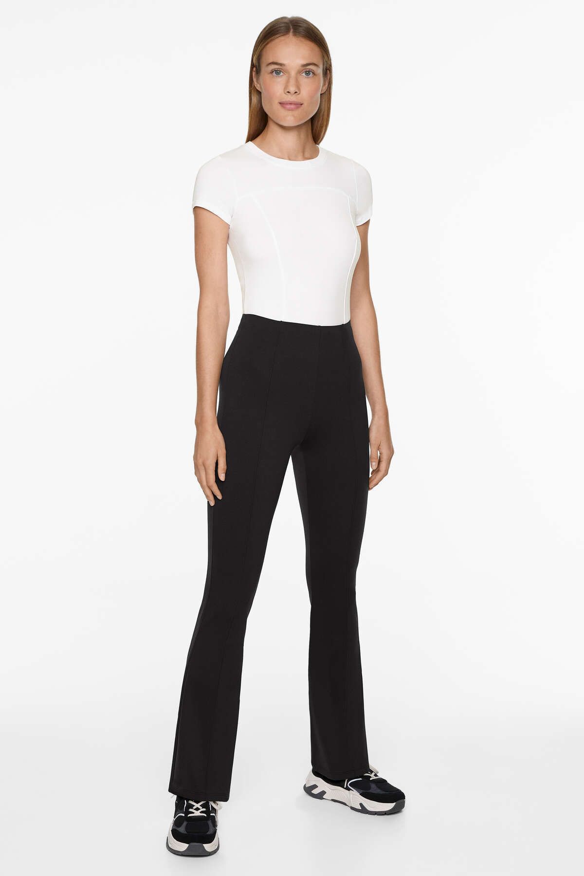 Oysho-Neoprene-effect flare trousers 2