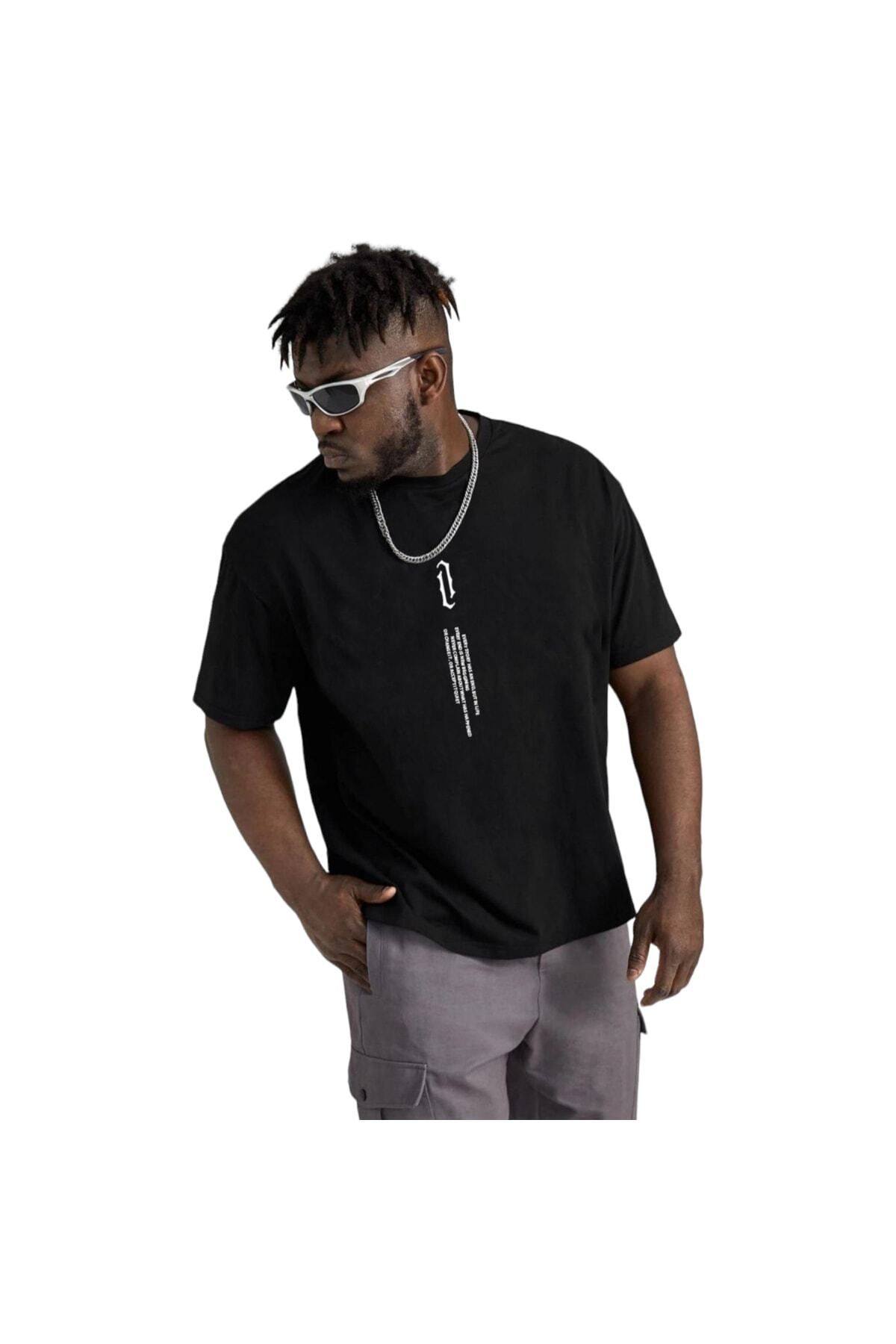 ModaSphere Siyah Baskılı Unisex Oversize T-shirt Bycoolmen Özel