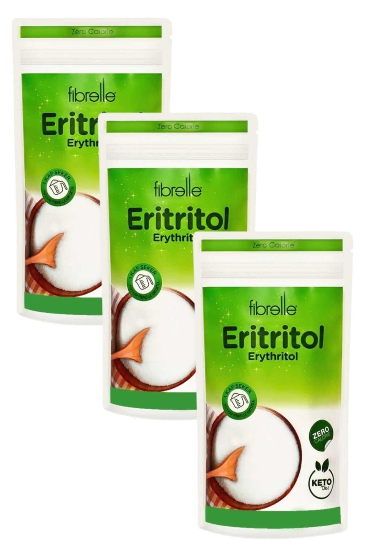 Fibrelle Eritritol Toz Tatlandırıcı Sıfır Kalori 400 Gr X 3 Adet