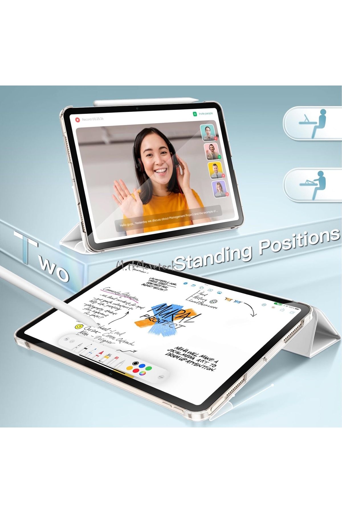 m.tk moveteck-Huawei Matepad Se 11'' Inch 2024 Case Smart Smart with Sleep Mode Stand Transparent Tablet Cover 7