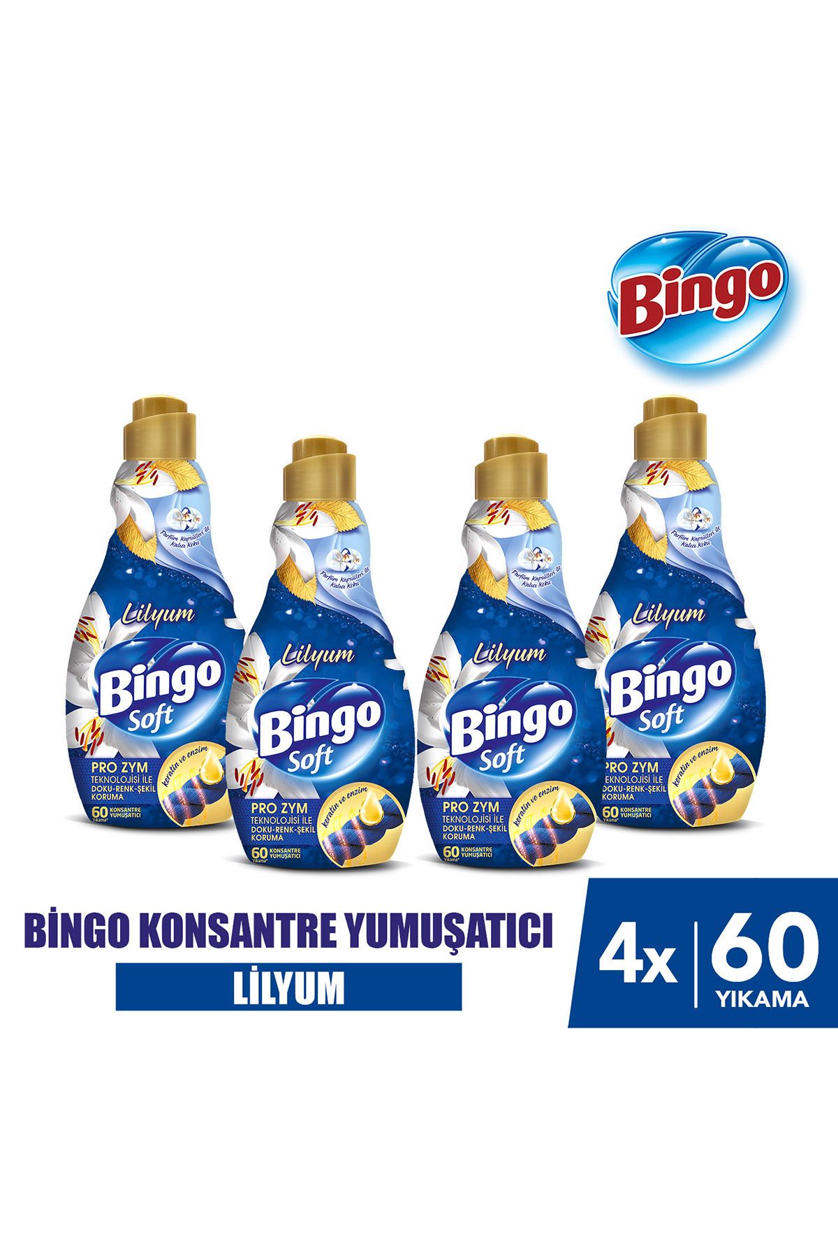 Bingo Soft Konsantre Çamaşır Yumuşatıcısı Lilyum 1440 ml X 4 Adet