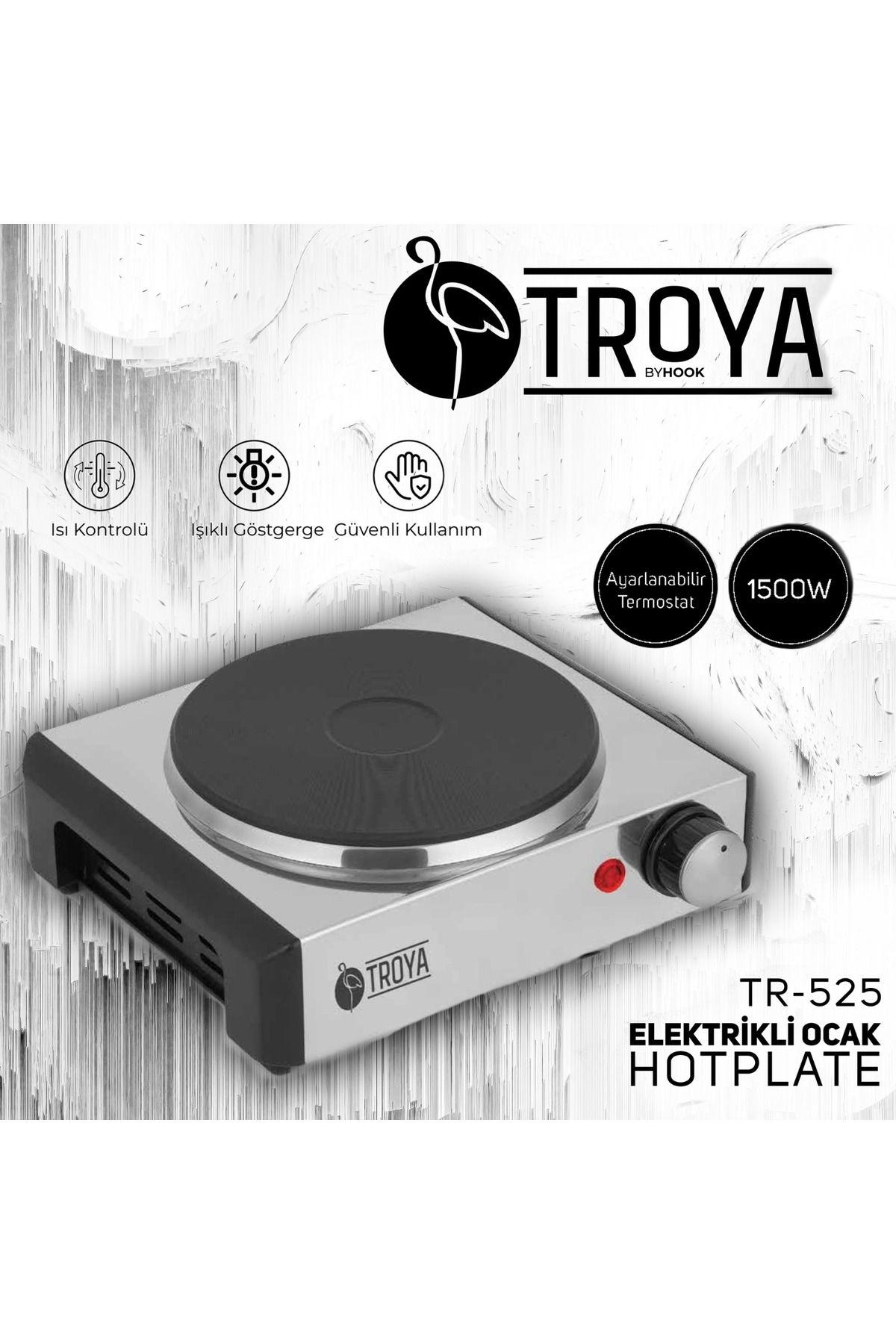 TROYA DRC TROYA 1500W TEKLİ ELEKTRİKLİ PLATE OCAK YENİ MODEL TR-525