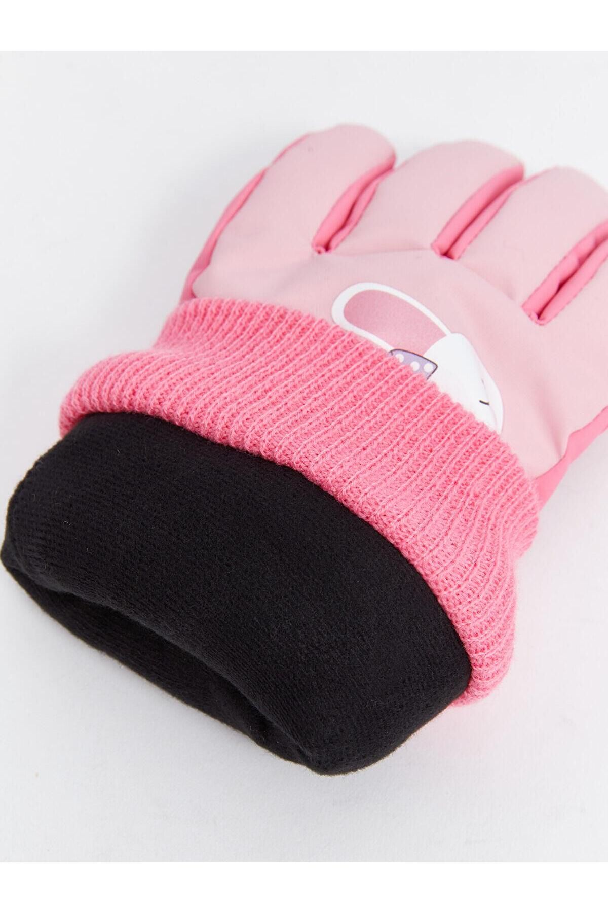 LC Waikiki-LCW ACCESSORIES Schneehandschuhe für Mädchen mit Kaninchen-Aufdruck 5