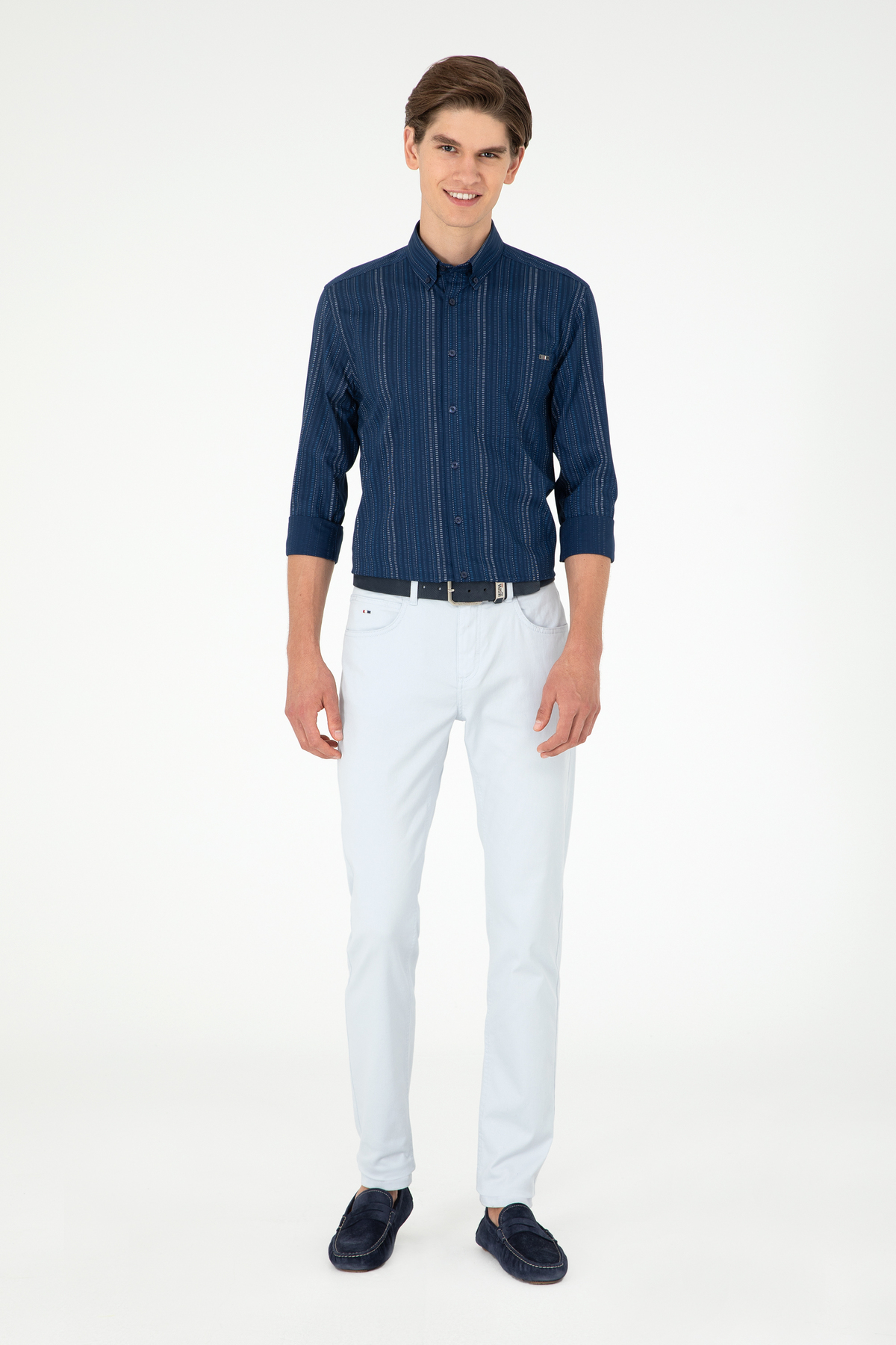 یو اس پولو شلوار مردانه اسلیم فیت مدل Canvas Blue Light 50286003-VR003