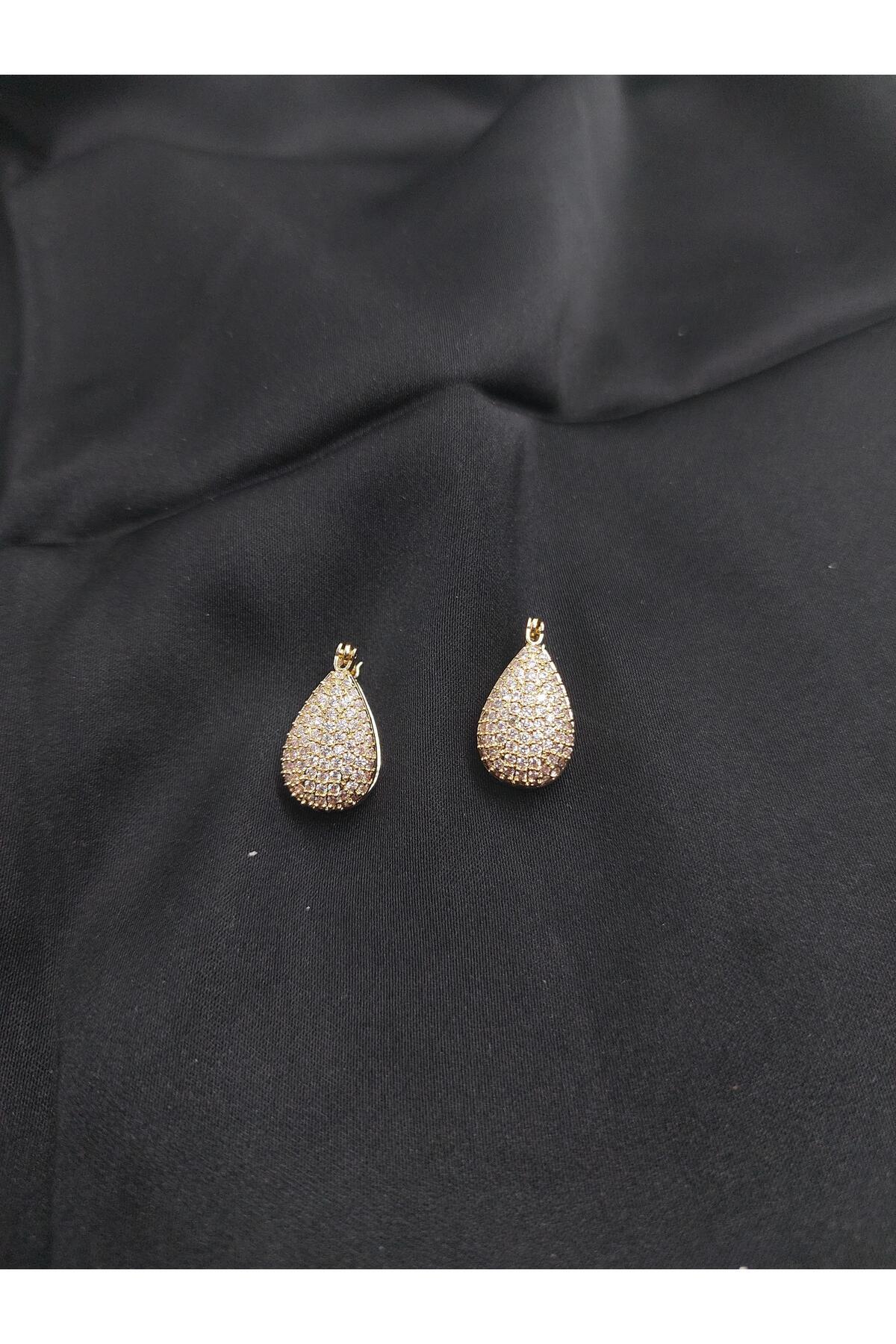 Demeter-Gold Color Stone Drop Earrings 2
