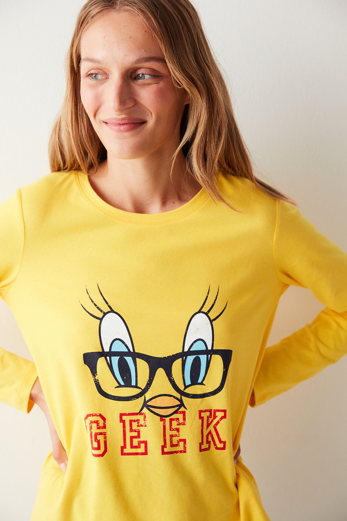 Penti-Set de pijamale cu carouri Lic Tweety Geek multicolor 6