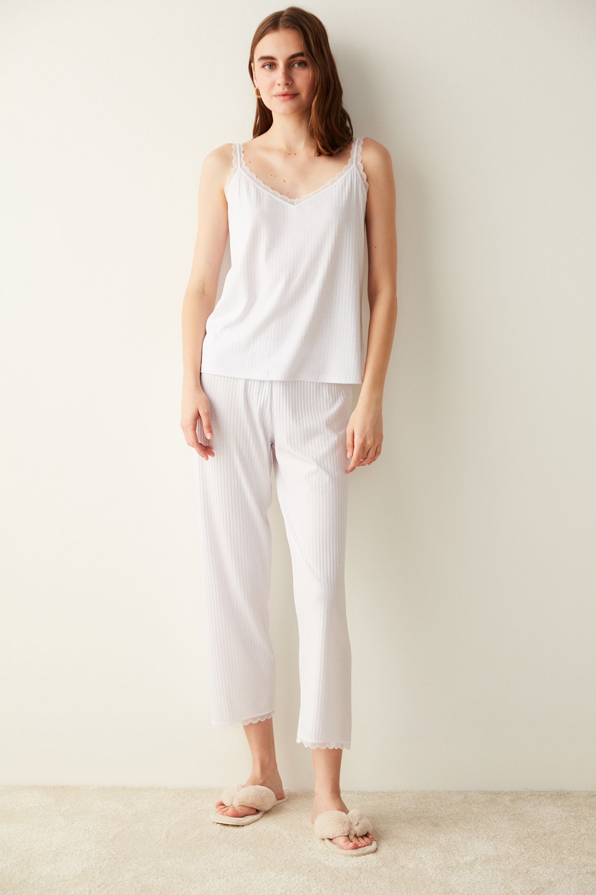 Penti-Pantaloni albi eleganti Pantaloni de pijama-Colectia de mireasa 2