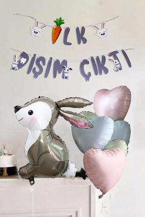 PEKSHOP İlk Dişim Çıktı Tavşan ve Kalp Balonlu Süsleme Seti Diş Buğdayı Süsle...