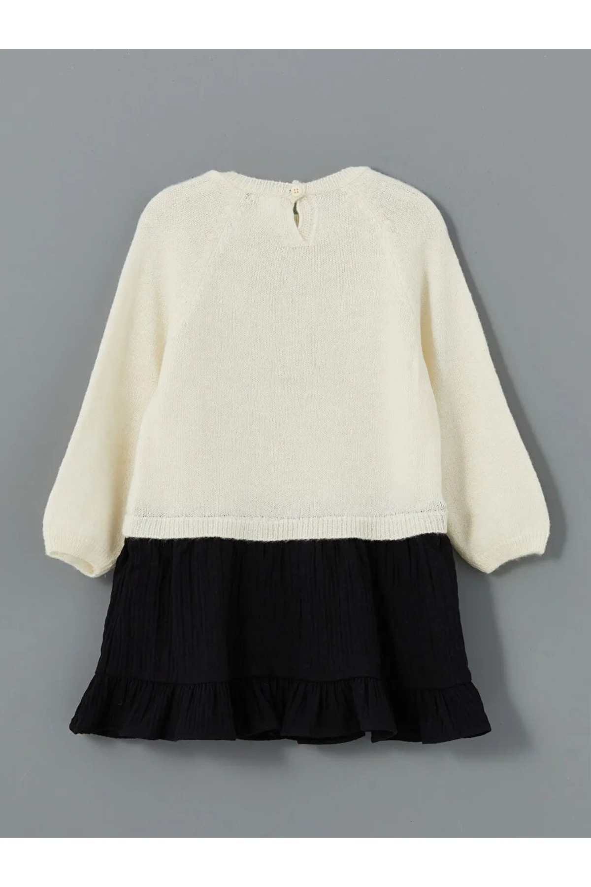 LC Waikiki LCW baby Krem Rengi Bisiklet Yaka Triko Kız Bebek Elbise fotoğrafı 2 (önizleme)