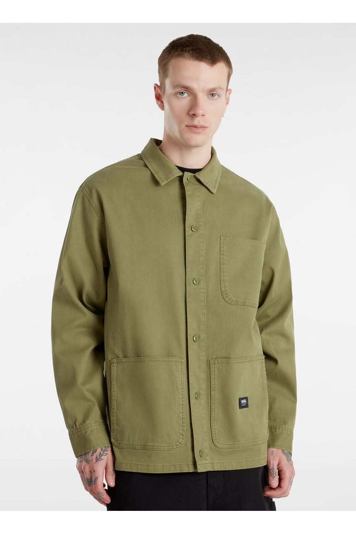 ونس پیراهن سبز مردانه پیراهن یقه منظم VN000HNPZBF1-WESTFIELD SHACKET