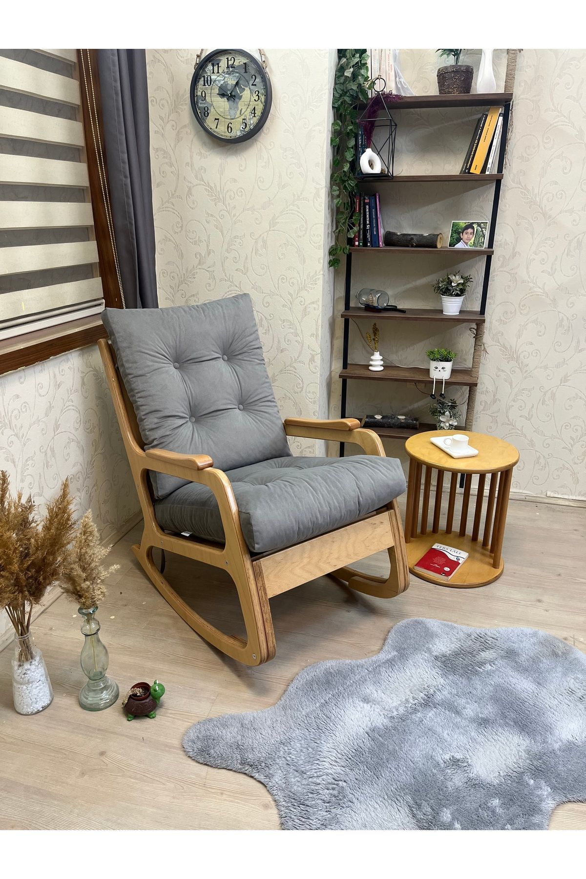 Asedia ASEDİA KONTES NATUREL SALLANAN SANDALYE SALLANAN KOLTUK DİNLENME KOLTUĞU BABA KOLTUĞU