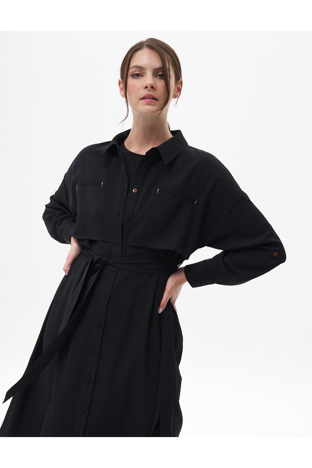 Kayra-Black Long Tunic - Fleto Pocket 4