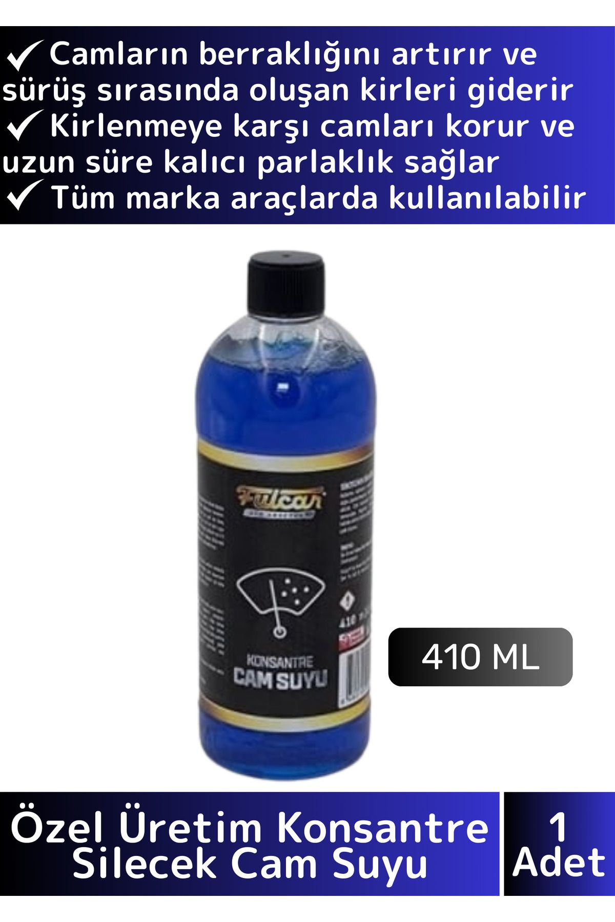 Wintoup Premium Yüksek Kaliteli İz Bırakmaz Canlı Görüş Sağlayan Oto Araç Konsantre Silecek Cam Suyu 410 Ml