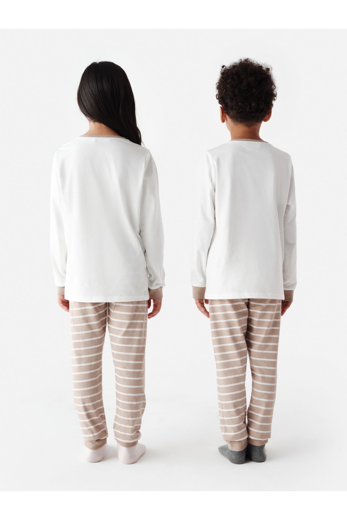Penti-Unisex Tall Fam Long Sleeve Off-White Pajama Set 3