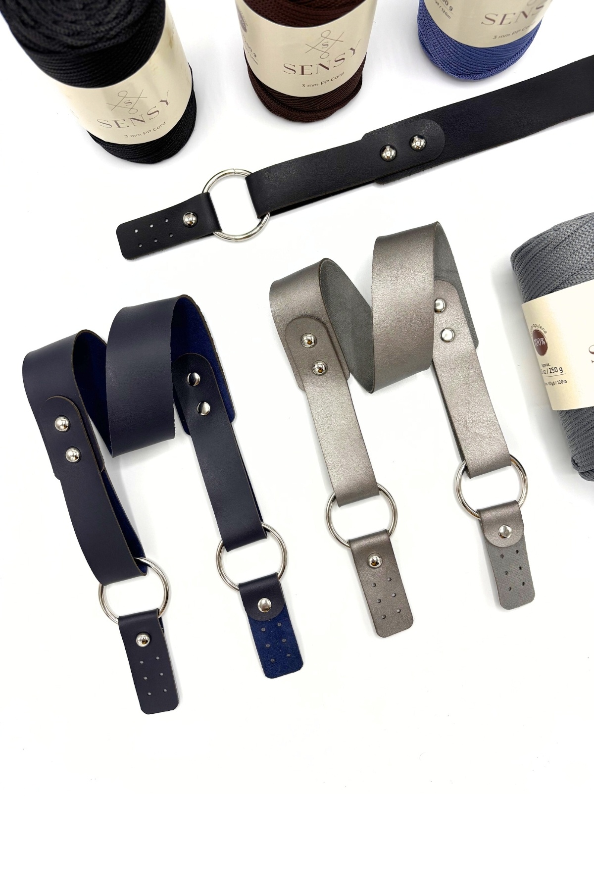SENSY-Leather Ring Single Bag Handle 72 cm 5