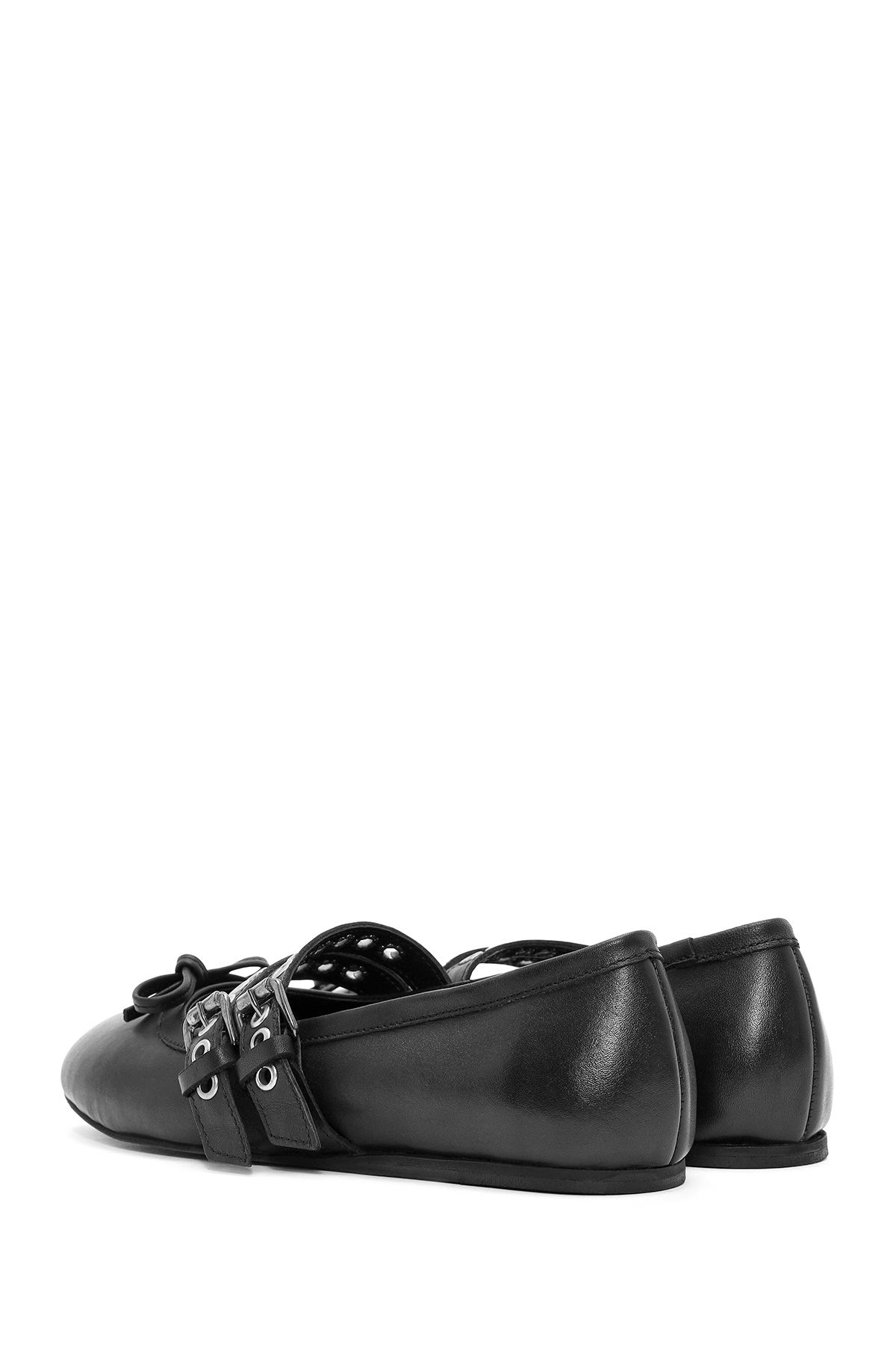 Derimod-Women's Black Belted Leather Ballerinas 24Sfd 182718 5