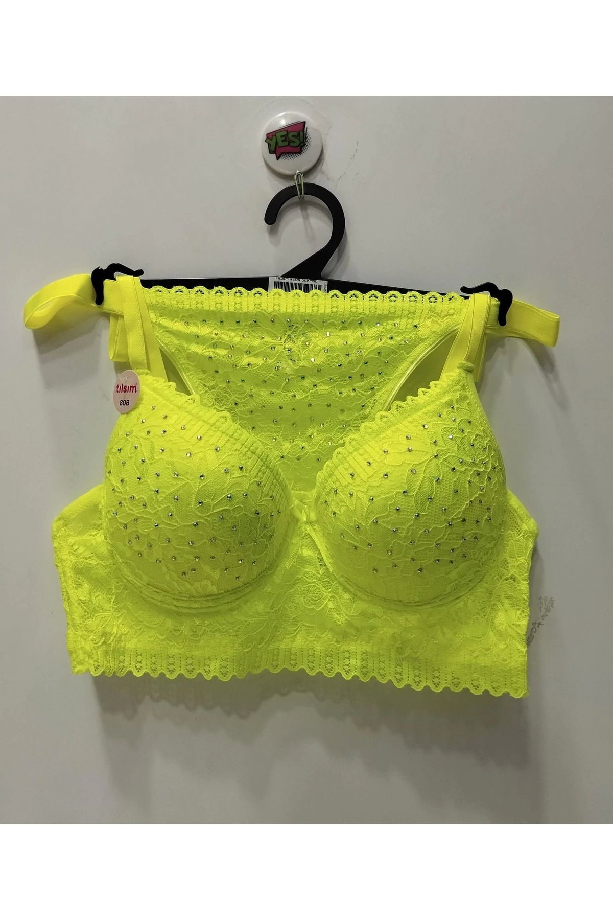 Tılsım Lingerie-Set sutien galben neon cu strasuri - 106 1