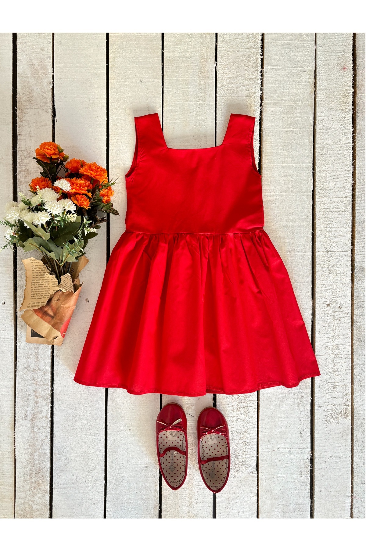 KÜÇÜĞÜM BUTİK Kırmızı Askılı Kare Yaka Kız Çocuk Jile fotoğrafı 2 (önizleme)