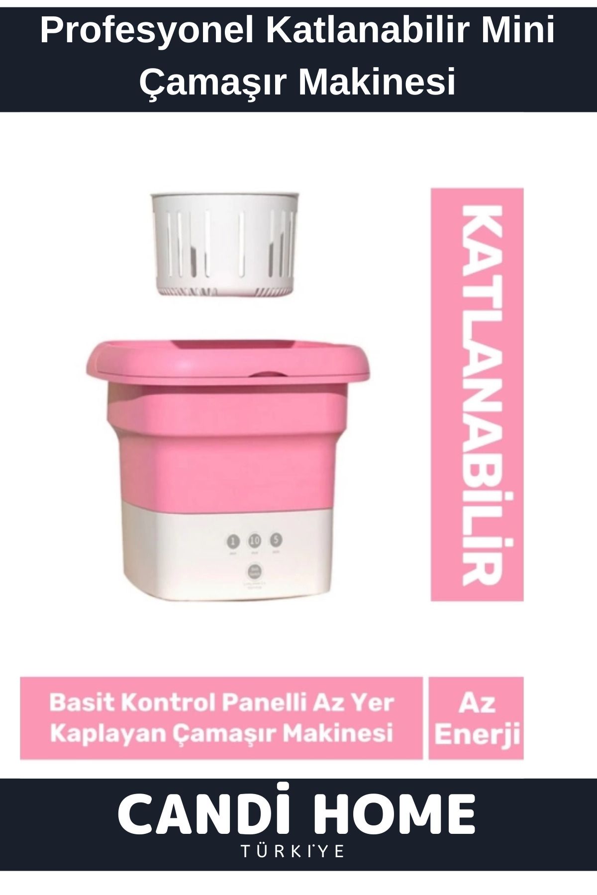 New Premium Pembe Renkte Trend Profesyonel Enerji Tasarruflu Katlanabilir Mini Çamaşır Makinesi