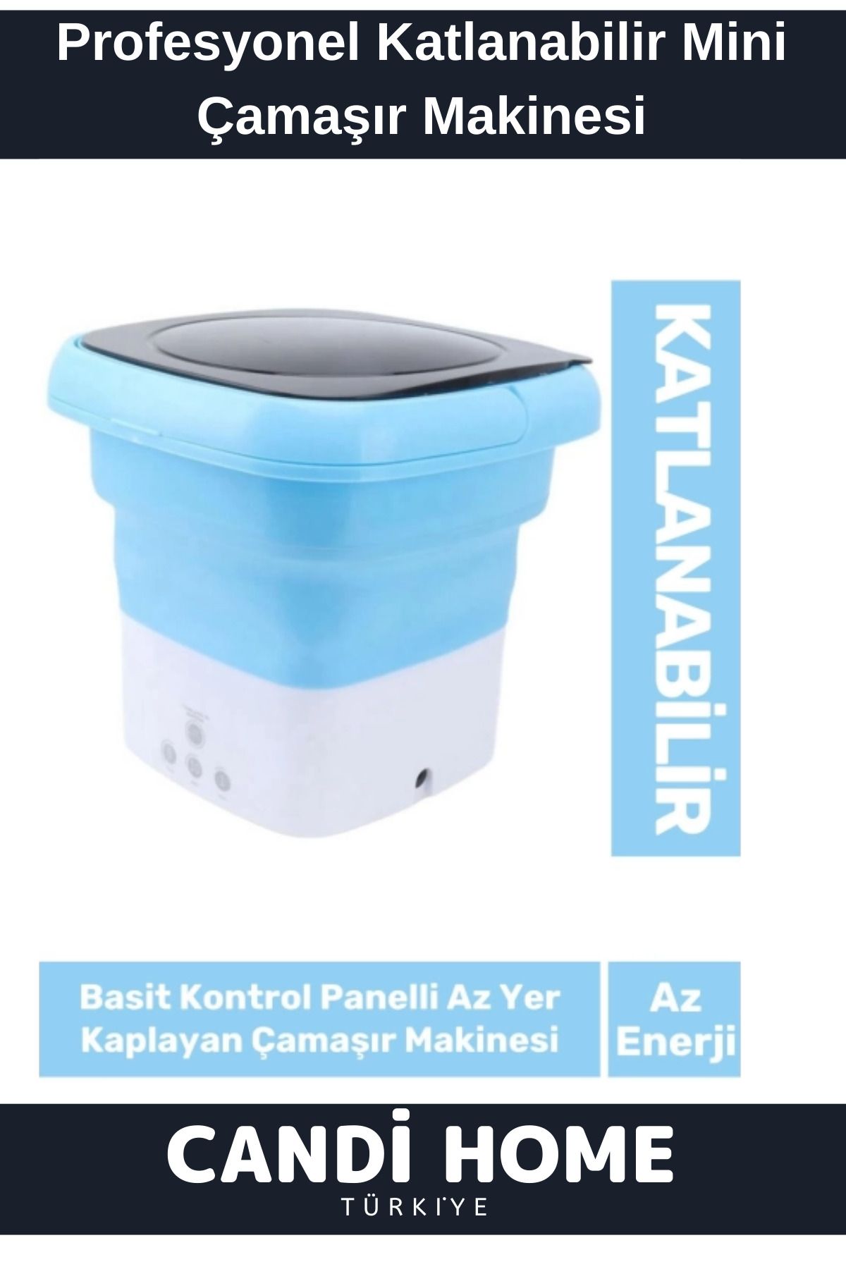 HOBİ CONDİ New Premium Trend Profesyonel Enerji Tasarruflu Katlanabilir Mini Çamaşır Makinesi