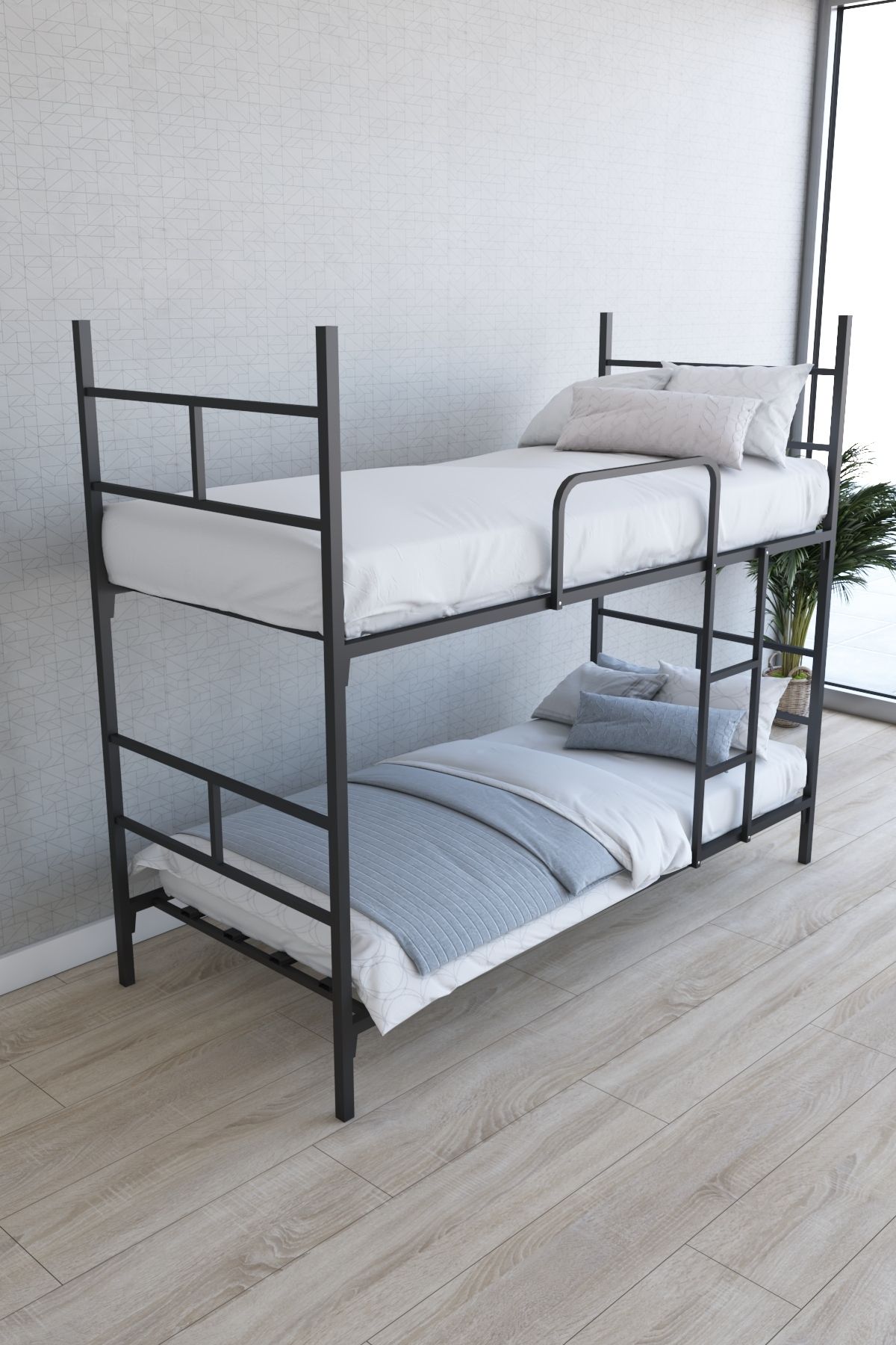 Dienni BUNKBED002 Ayrılabilir Metal Ranza Ve 2 Adet Sünger Yatak 90x190