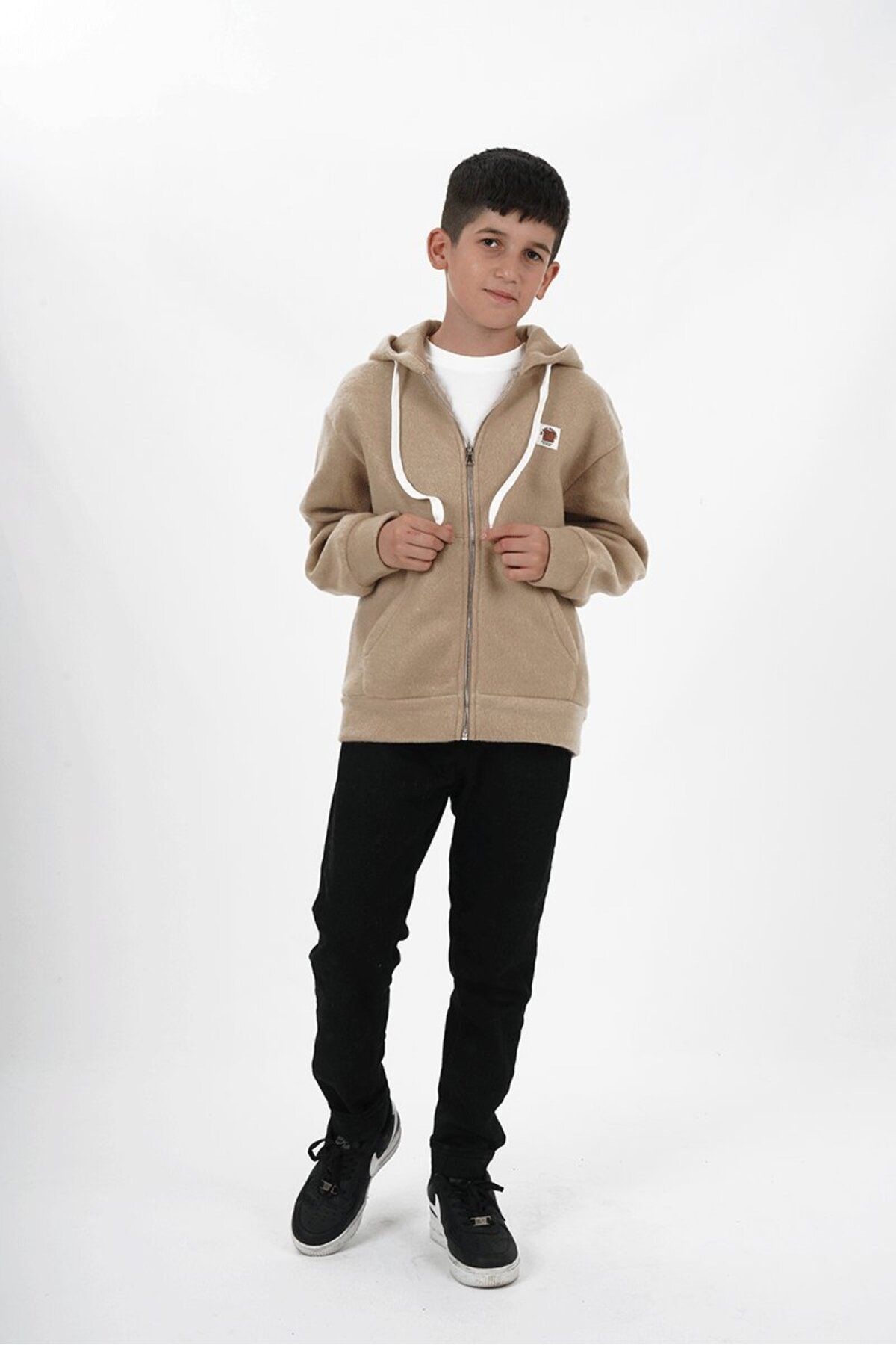 HayKids-Boy's Three Thread Fabric Hooded Zippered Cardigan 3