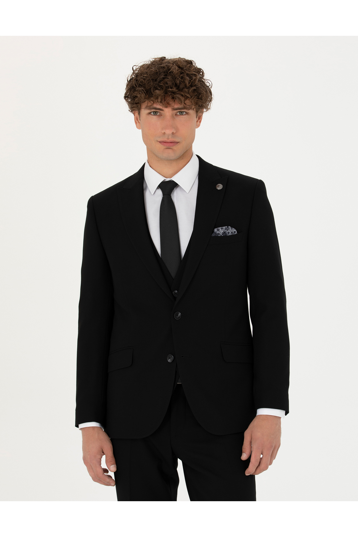 Pierre Cardin  Yelekli Siyah Ekstra Slim Fit Takım Elbise 50275911-VR046 - Görsel 4