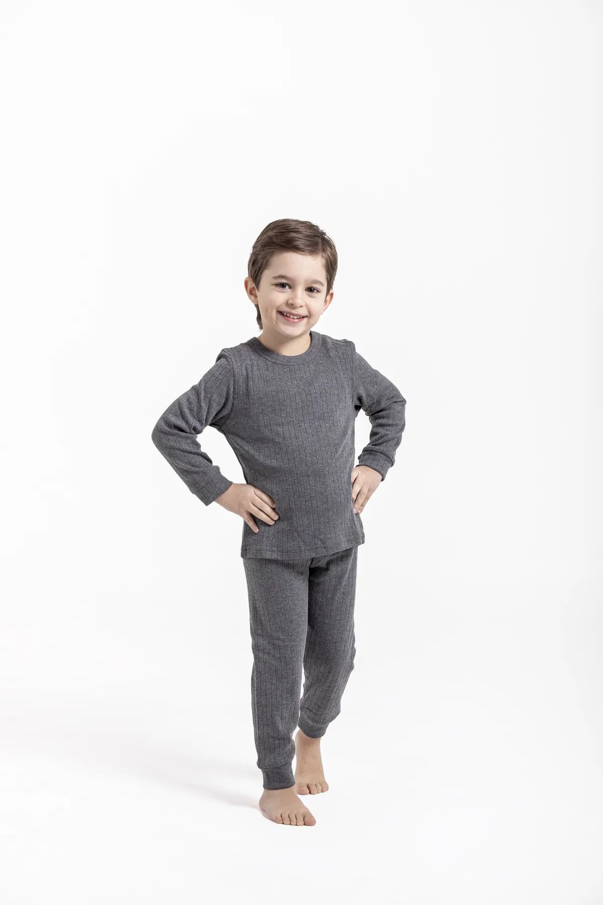 OIL COMPANY-Unisex Anthracite Thermal Children's Underwear Set 1