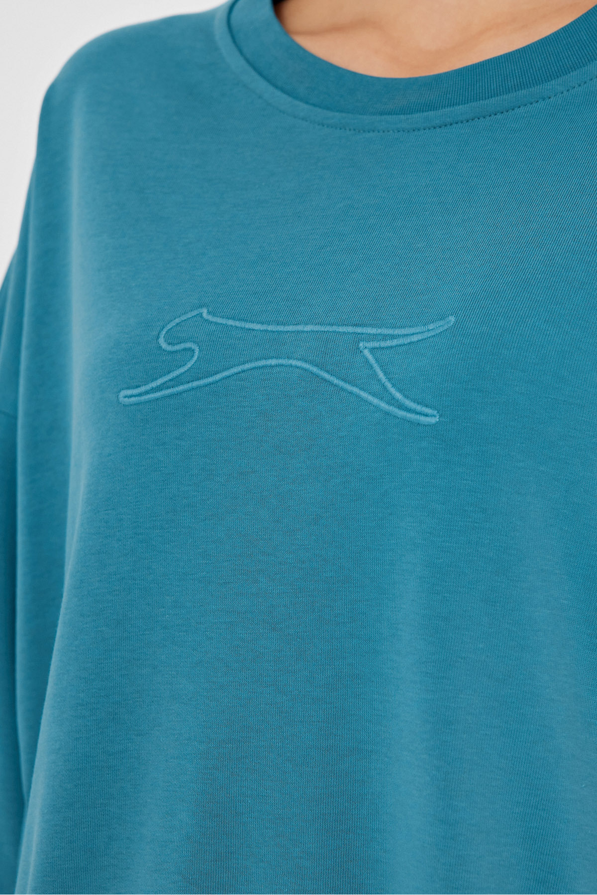 Slazenger VIKENTI SW Oversize Kadın Cepli Oversıze Petrol Sweatshirt görsel 4