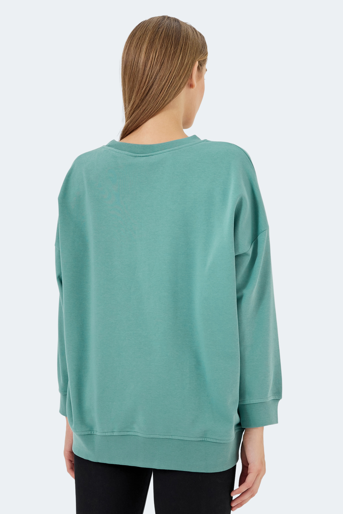Slazenger VIKENTI SW Oversize Kadın Cepli Oversıze Yeşil Sweatshirt görsel 2