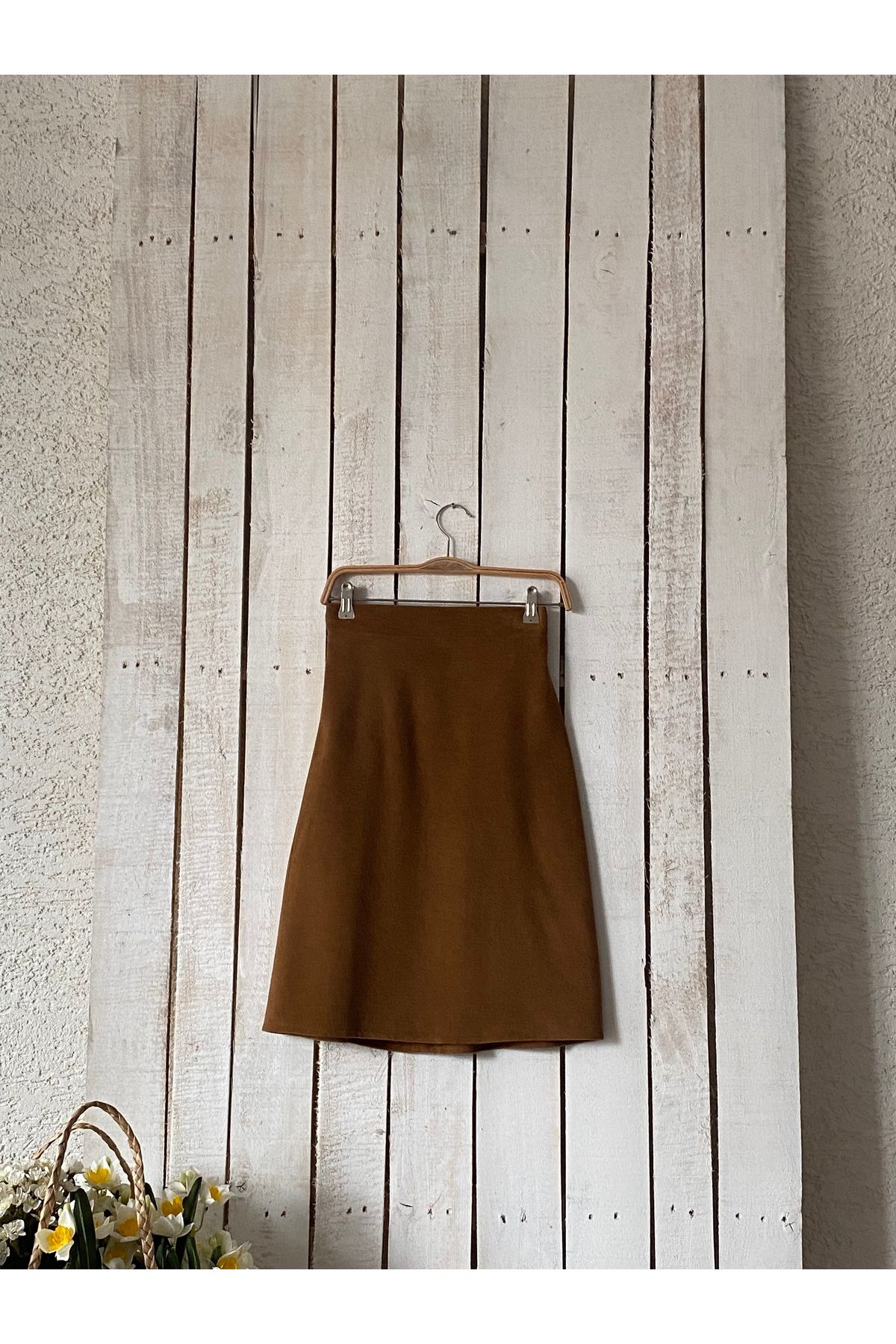 KÜÇÜĞÜM BUTİK-Camel Stamped Short Skirt 2