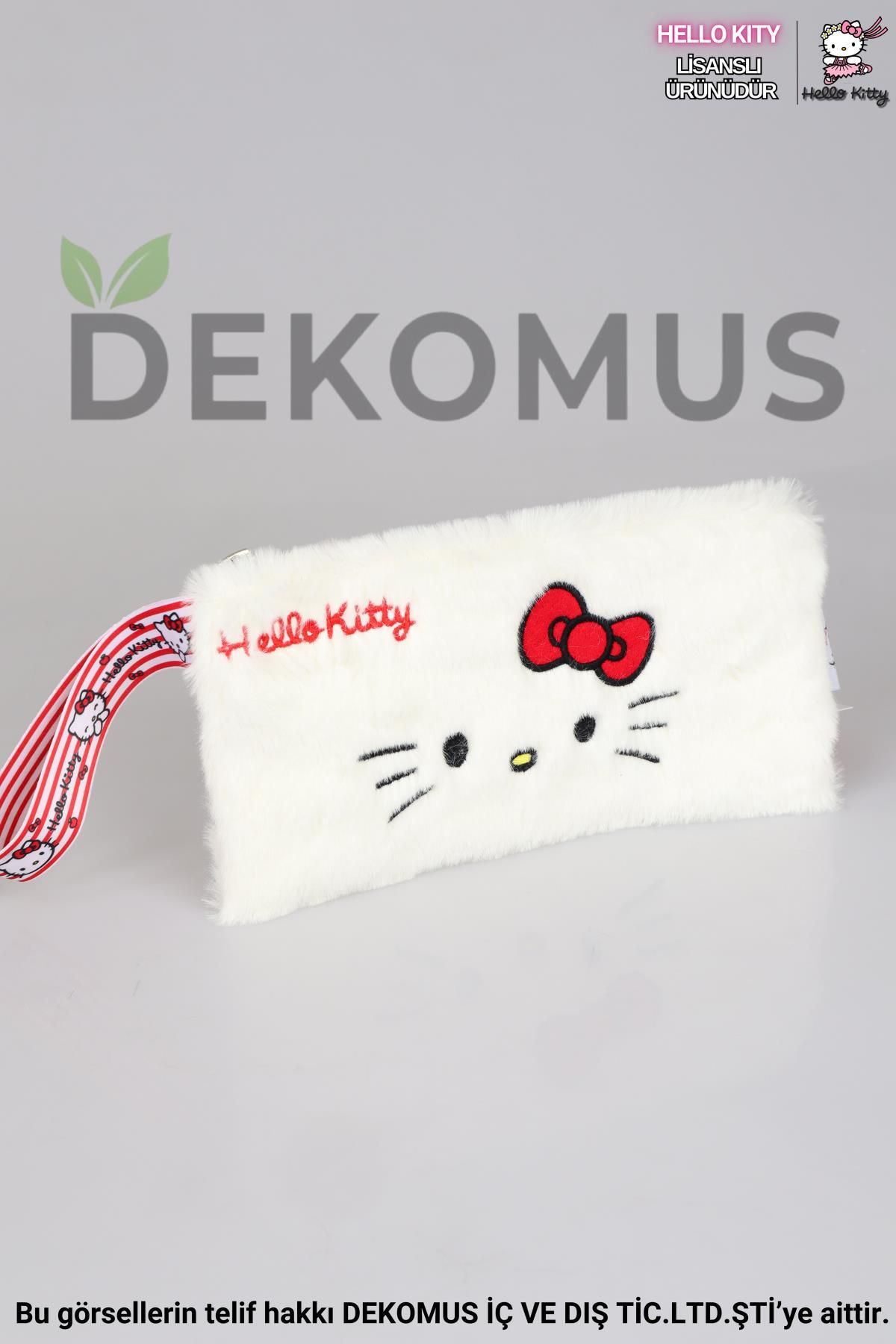 Hello Kitty-New Season Licensed Hello Kitty Basic Plush Handbag with Decomus/Make-Up Bag/Pen Bag 1