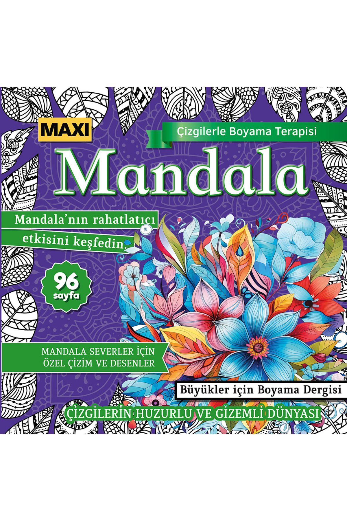 MAXİ Maxi Mandala Çizgilerle Boyama Terapisi 014