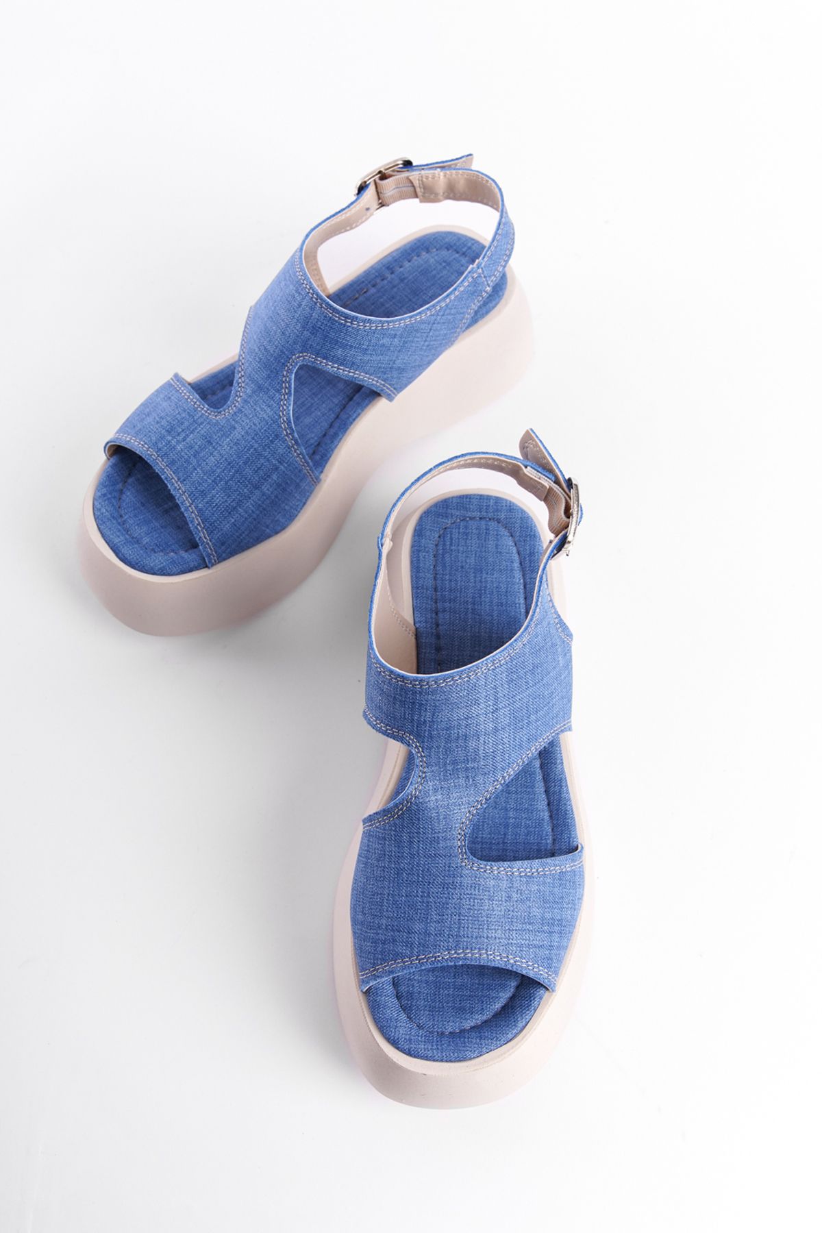 صندل آبی زنانه های پاشنه بلند اورجینال Capone Outfitters