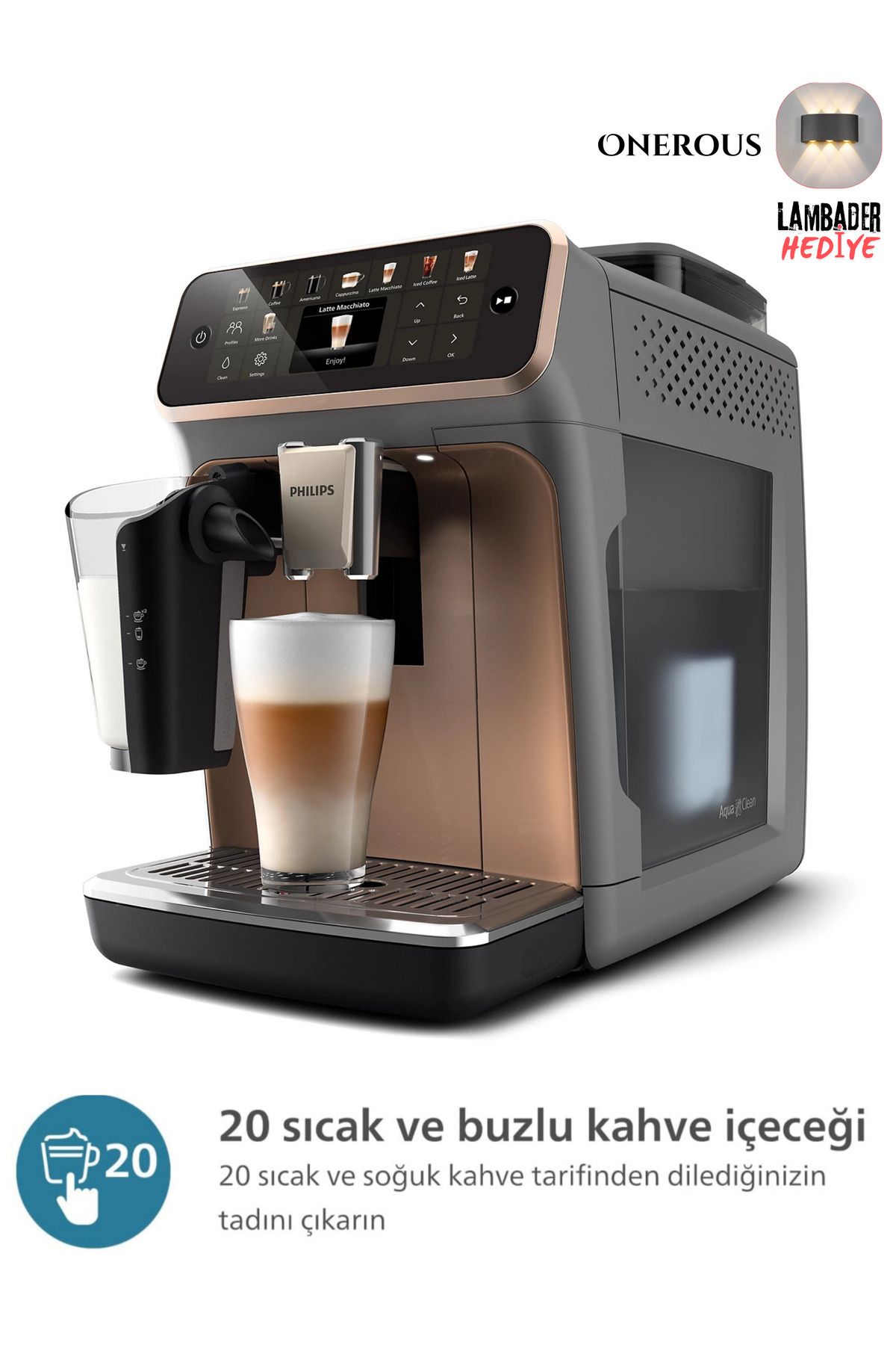 LatteGo Yeni Tam Otomatik Espresso Makinesi, 20 Farklı Sıcak & Soğuk İçecek, Silent Brew Teknolojisi