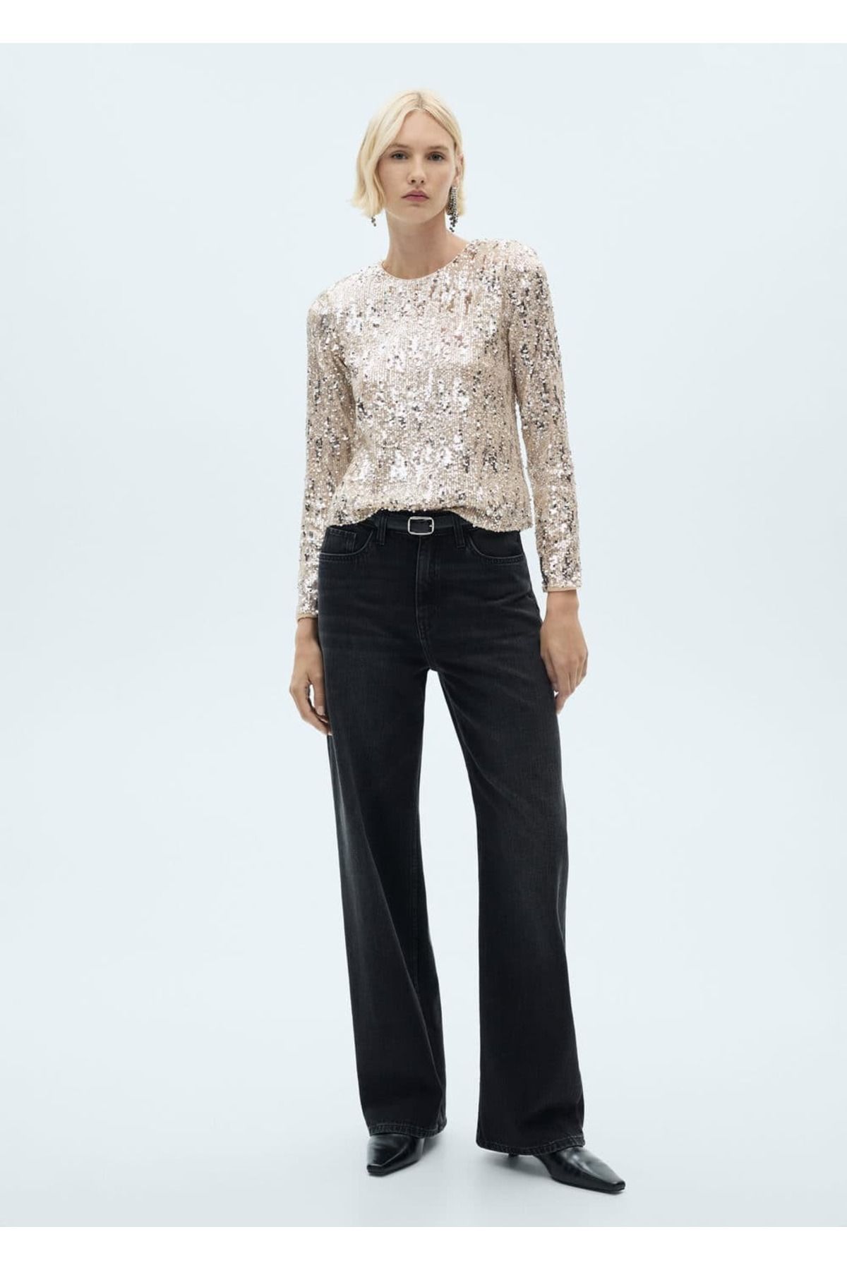 تی شرت آستین بلند MANGO Woman Sequined