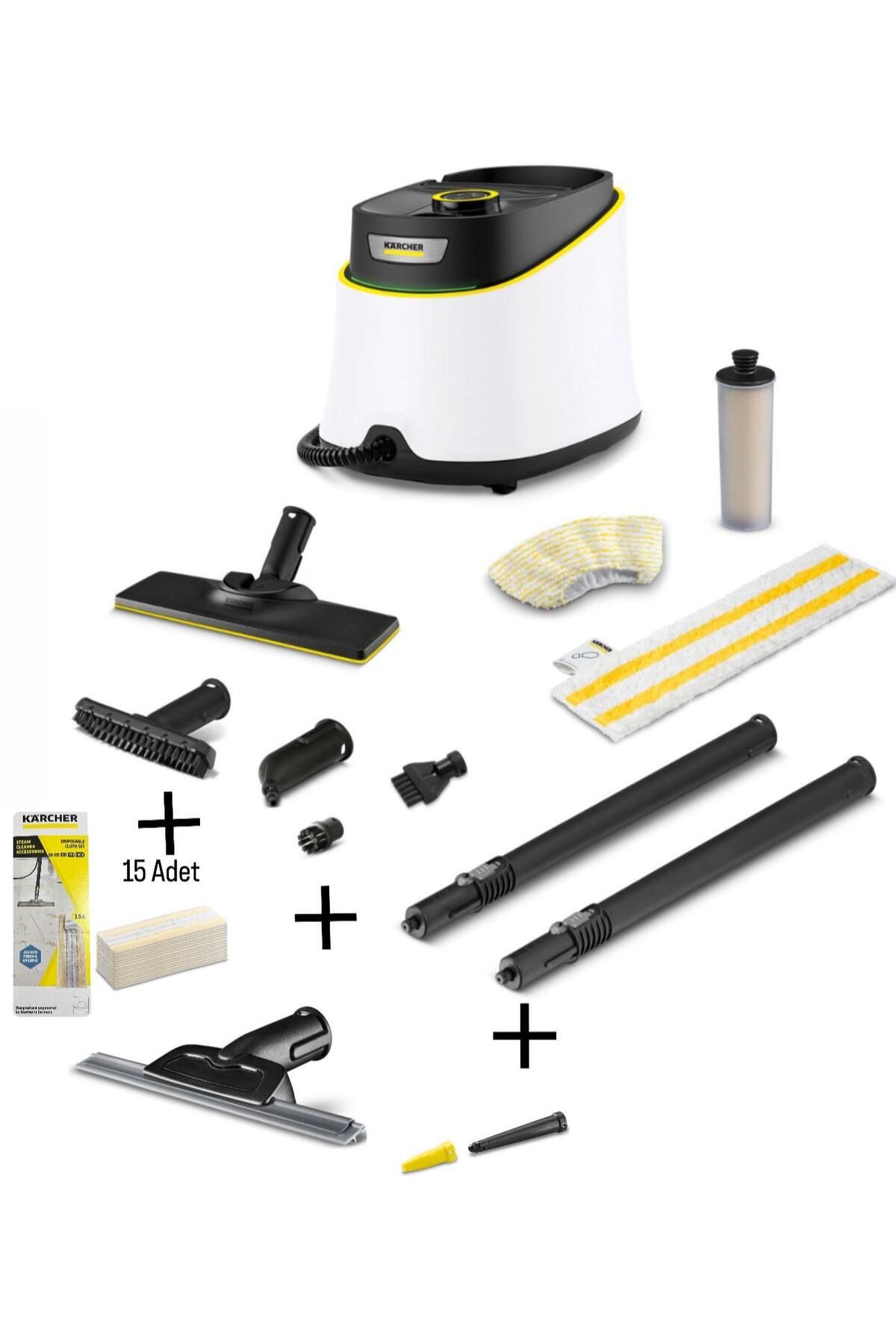 Karcher SC3 DELUXE Buharlı Temizlik Makinesi+Cam Temizleme Aparatı+15 Adet Mikrofiber Bez+ Derz Başlığı
