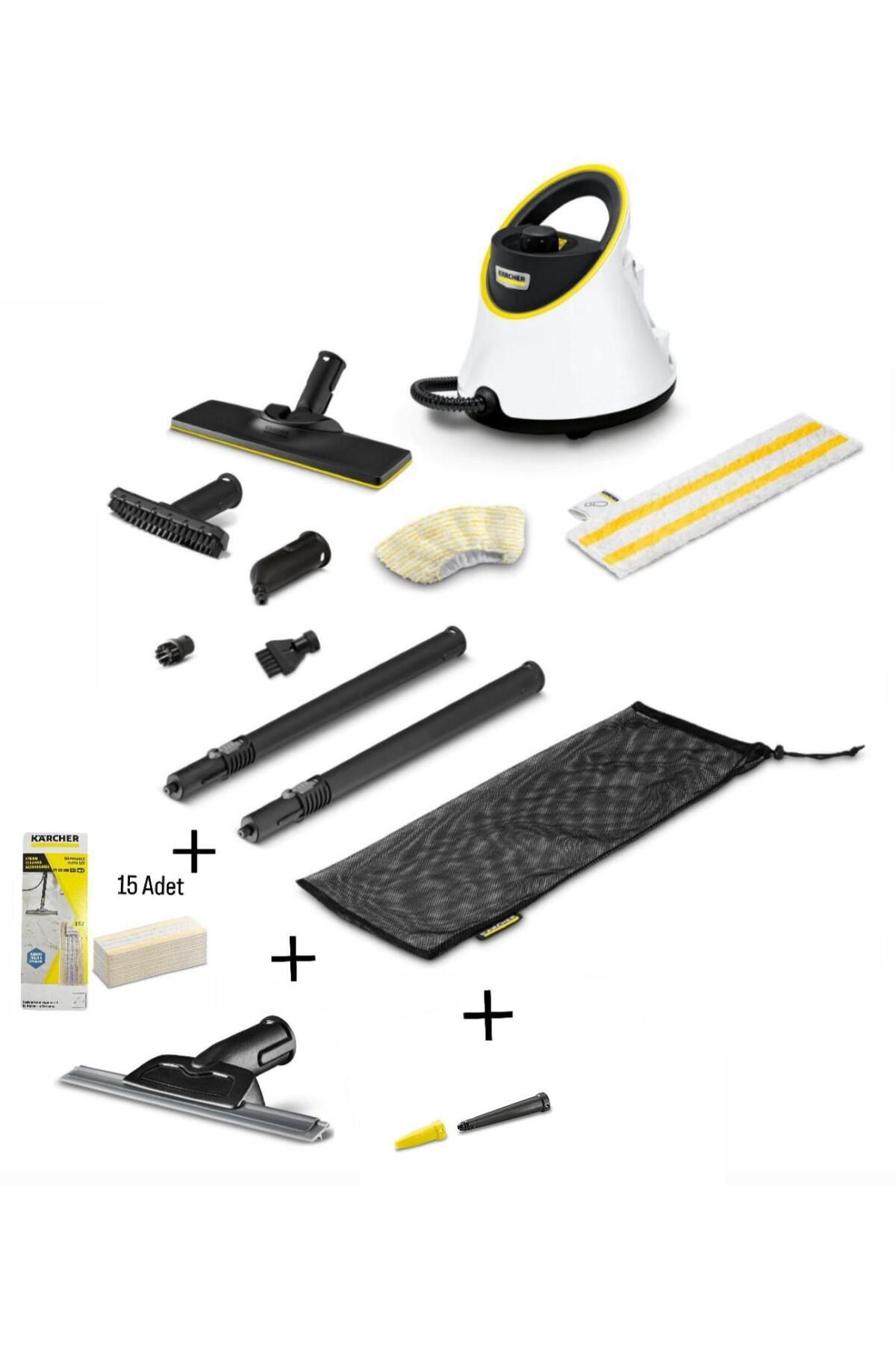 Karcher SC2 DELUXE Buharlı Temizlik Makinesi+Cam Temizleme Aparatı+15 Adet Mikrofiber Bez+ Derz Başlığı