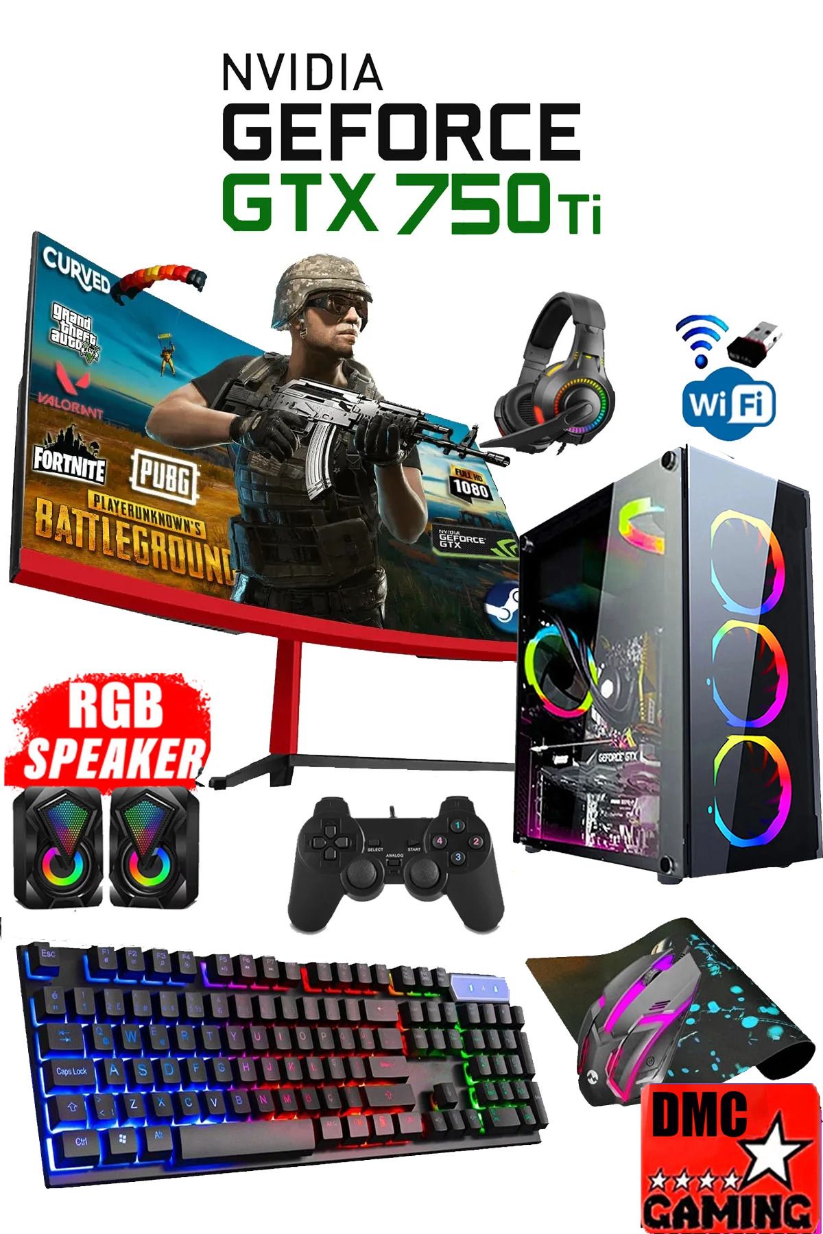 Dmc N87x (PUBG,GTA 5) I7-860,16gb,500gb Hdd,256gb Ssd,4gb Gtx750ti,24"curved Masaüstü Oyuncu Bilgisayarı